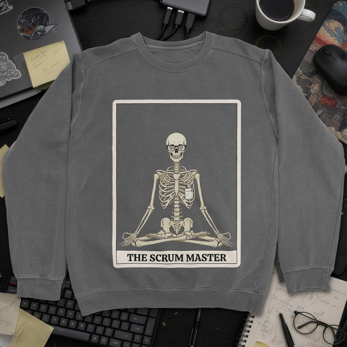 Skeleton Scrum Master Sweatshirt - Dark Heather mockup