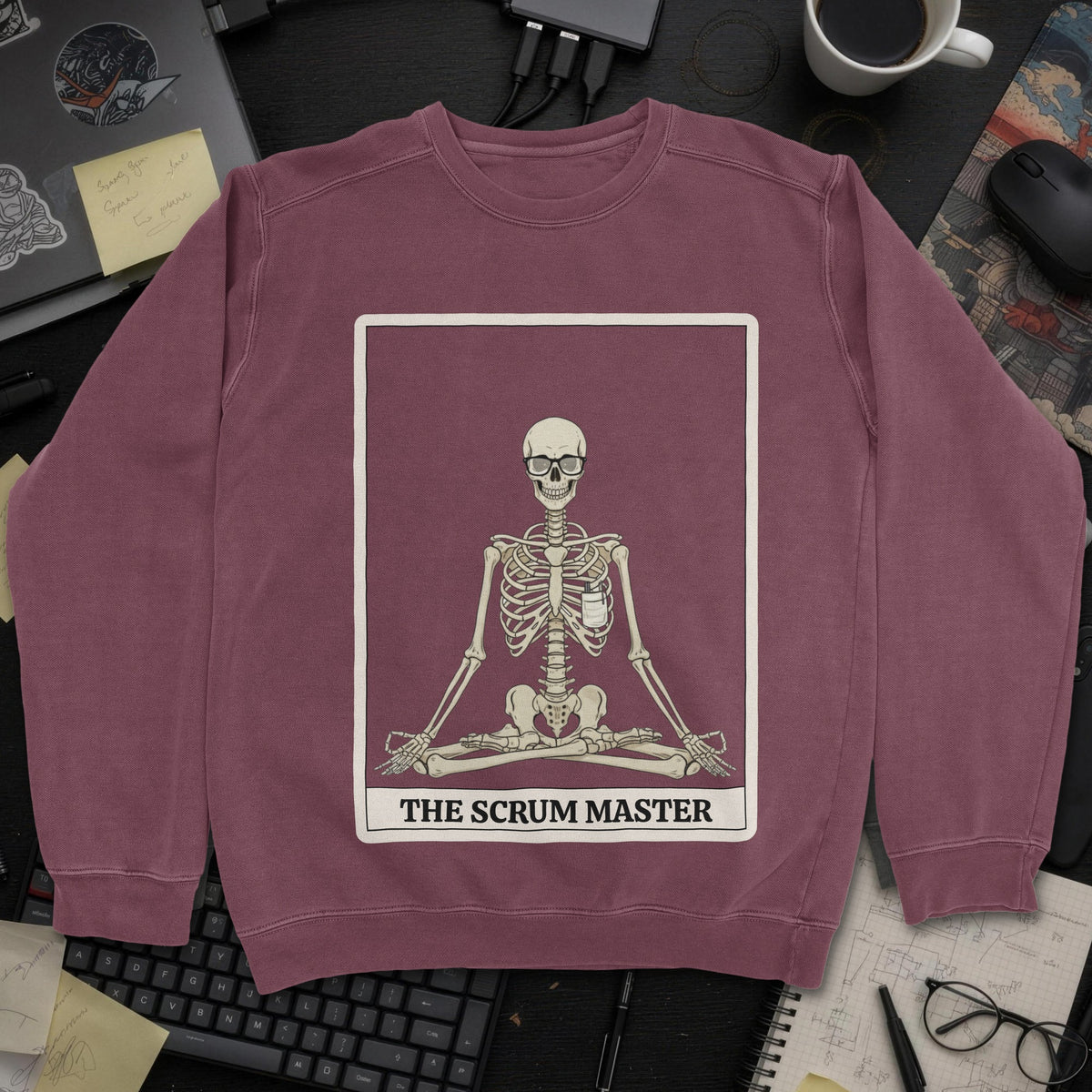 Skeleton Scrum Master Sweatshirt - Maroon mockup