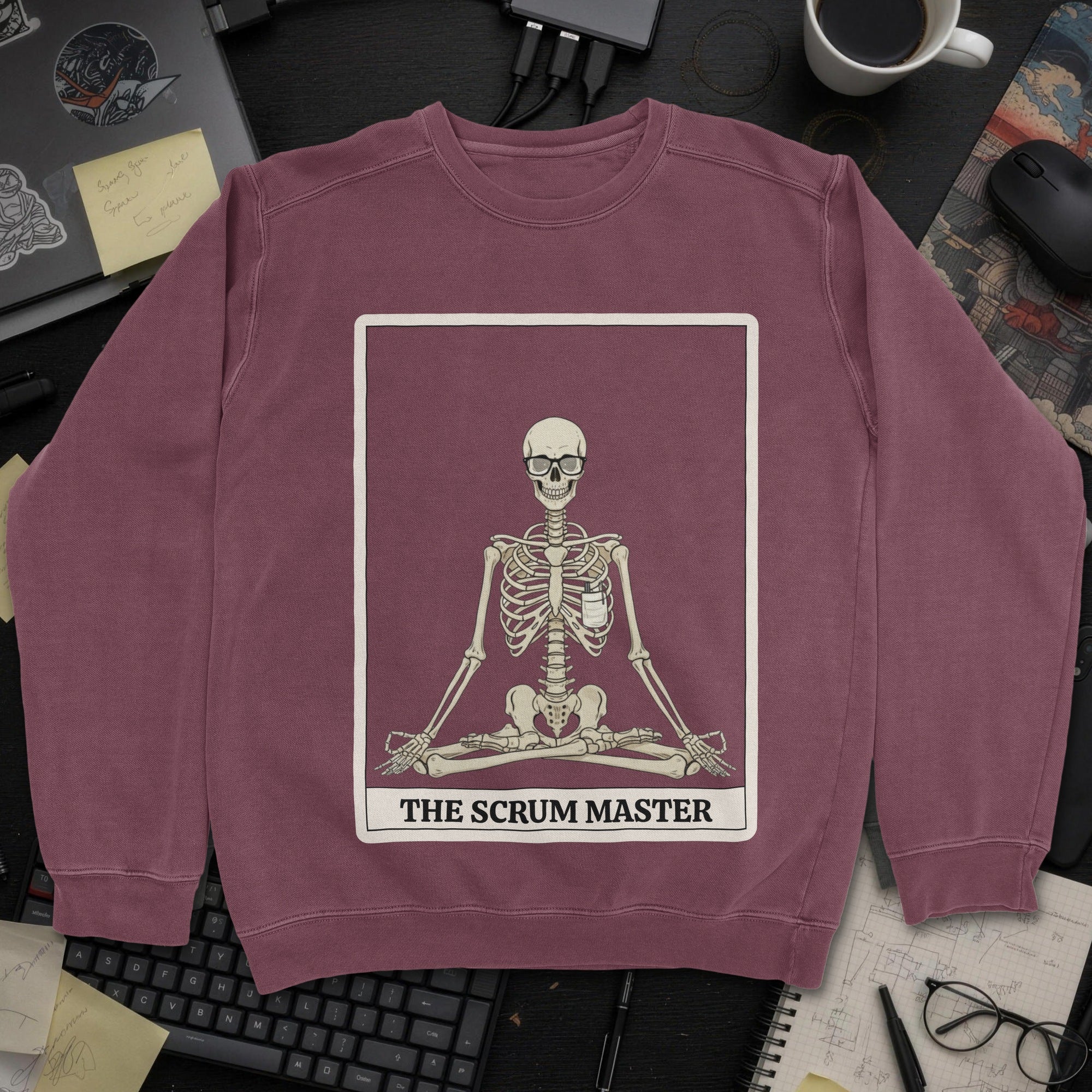 Skeleton Scrum Master Sweatshirt - Maroon mockup