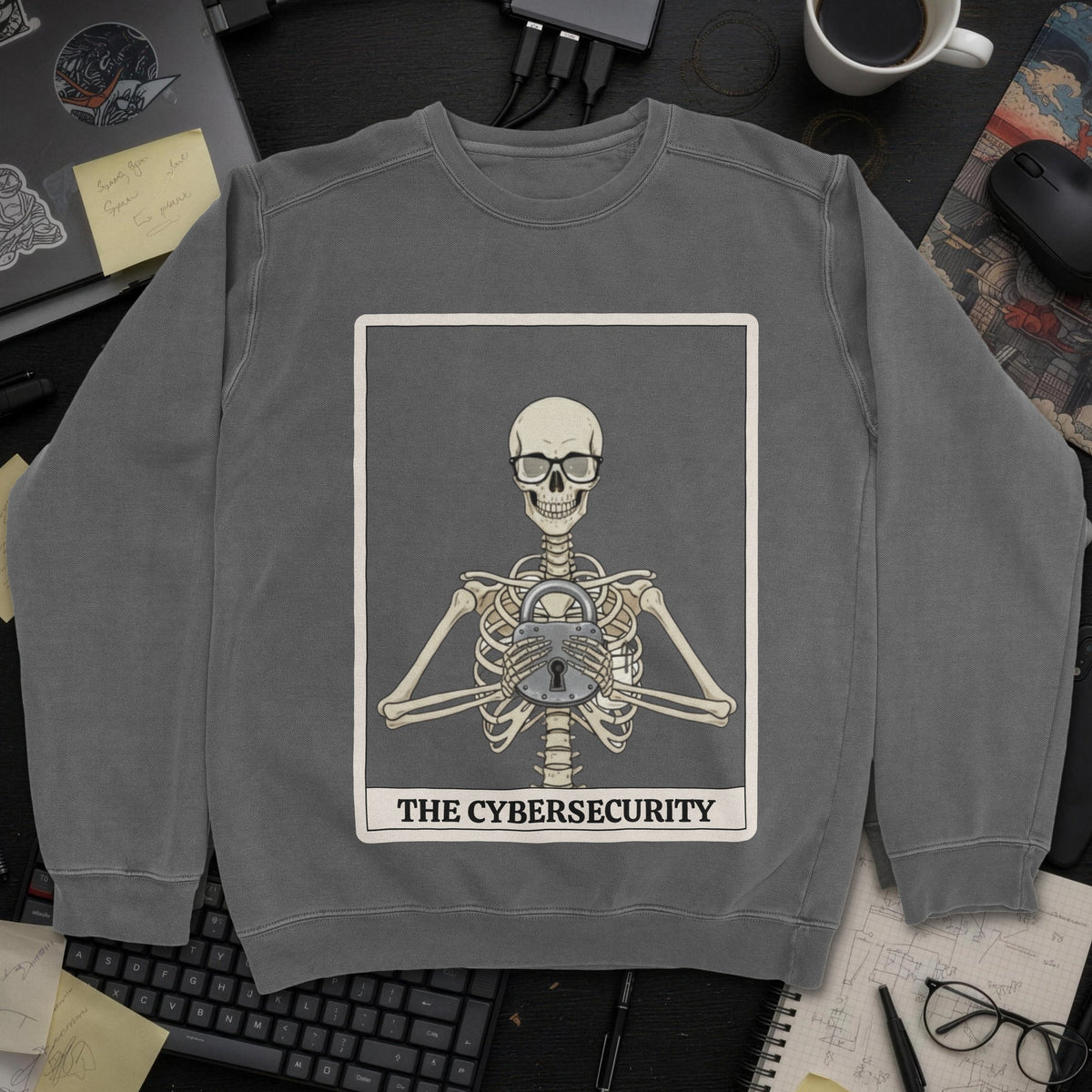 Skeleton Cybersecurity Sweatshirt - Dark Heather mockup