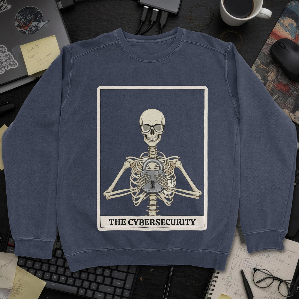 Skeleton Cybersecurity Sweatshirt - Navy mockup