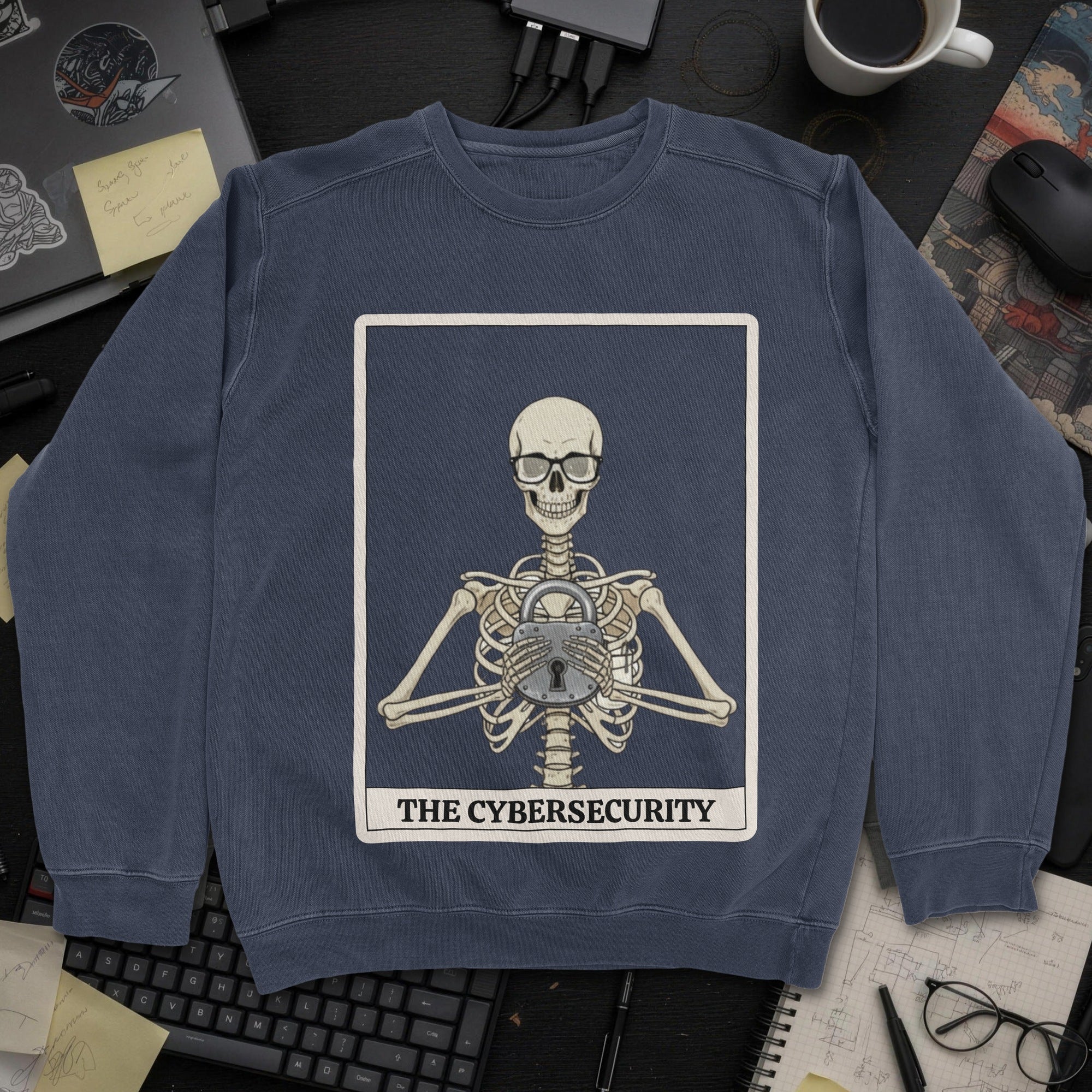 Skeleton Cybersecurity Sweatshirt - Navy mockup