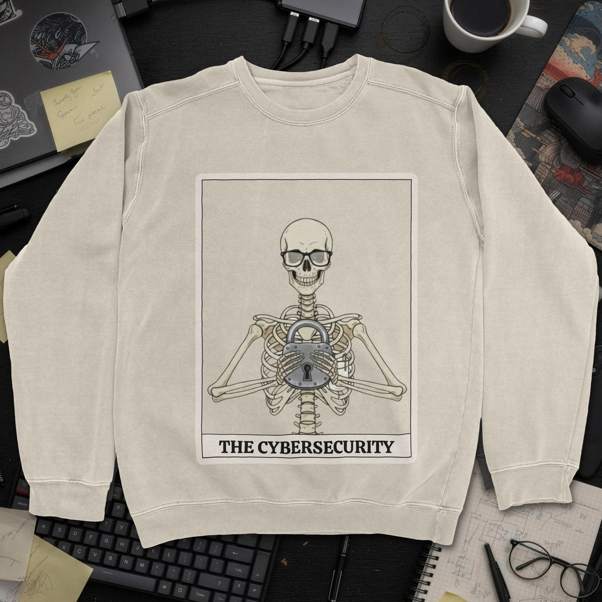 Skeleton Cybersecurity Sweatshirt - Sand mockup