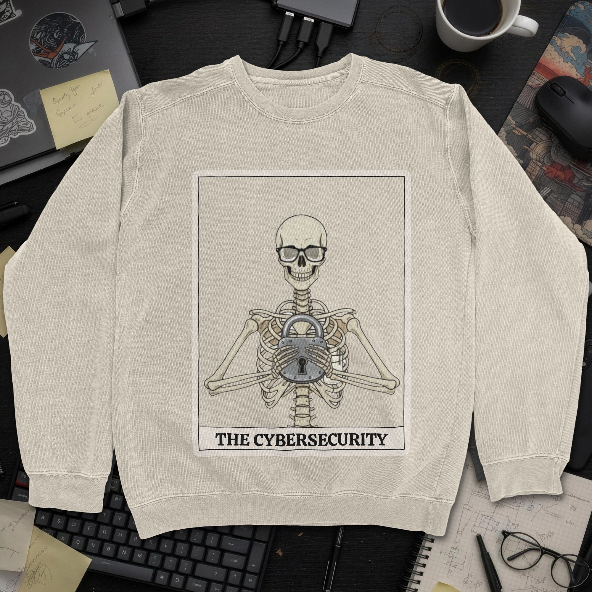 Skeleton Cybersecurity Sweatshirt - Sand mockup