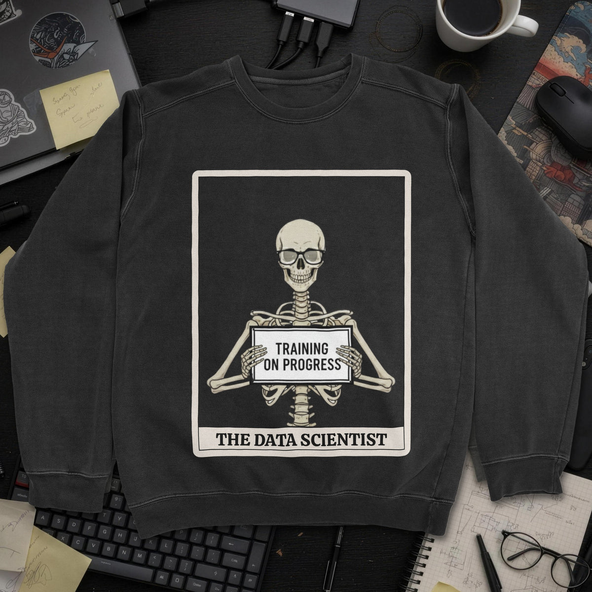 Skeleton Data Scientist Sweatshirt - Black mockup