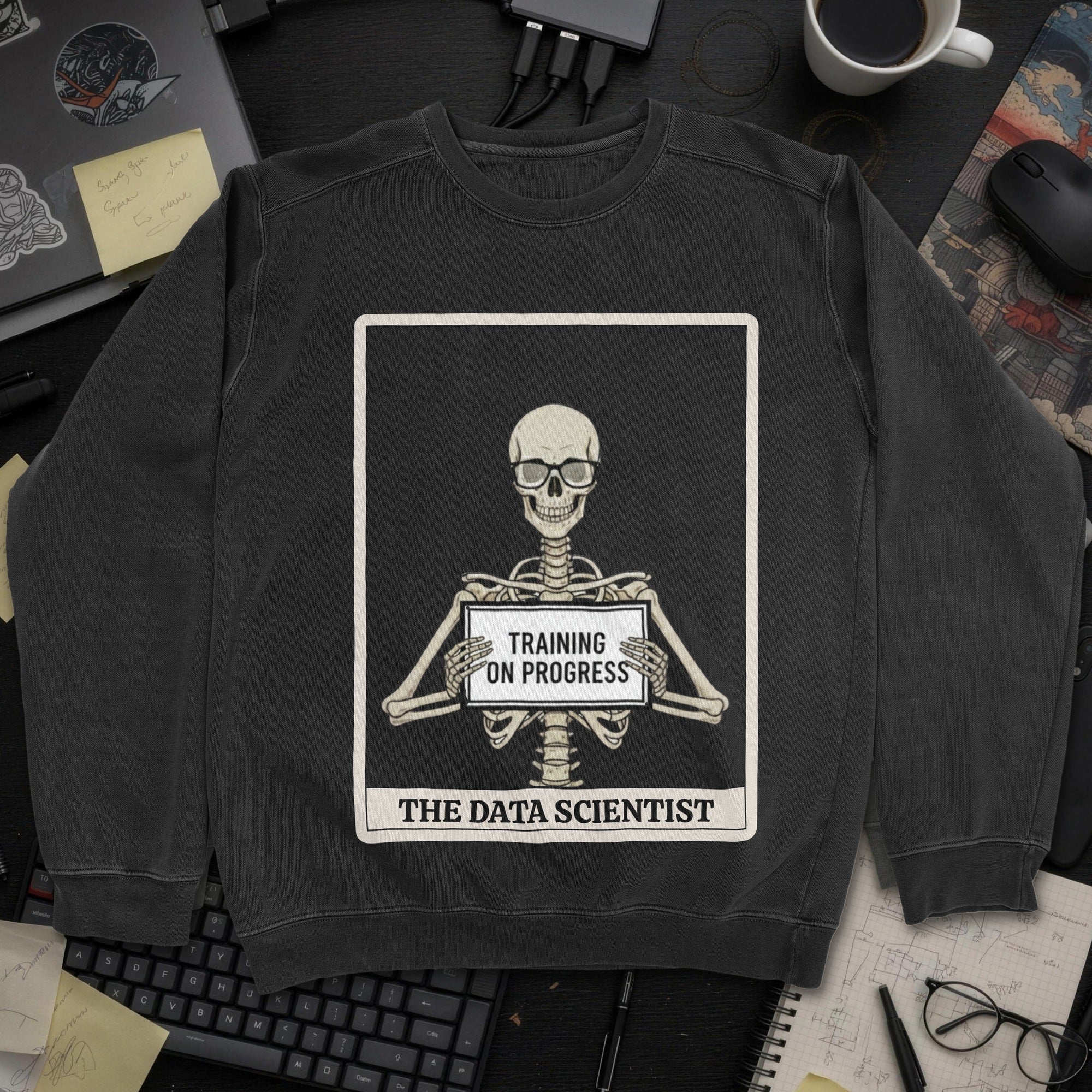 Skeleton Data Scientist Sweatshirt - Black mockup