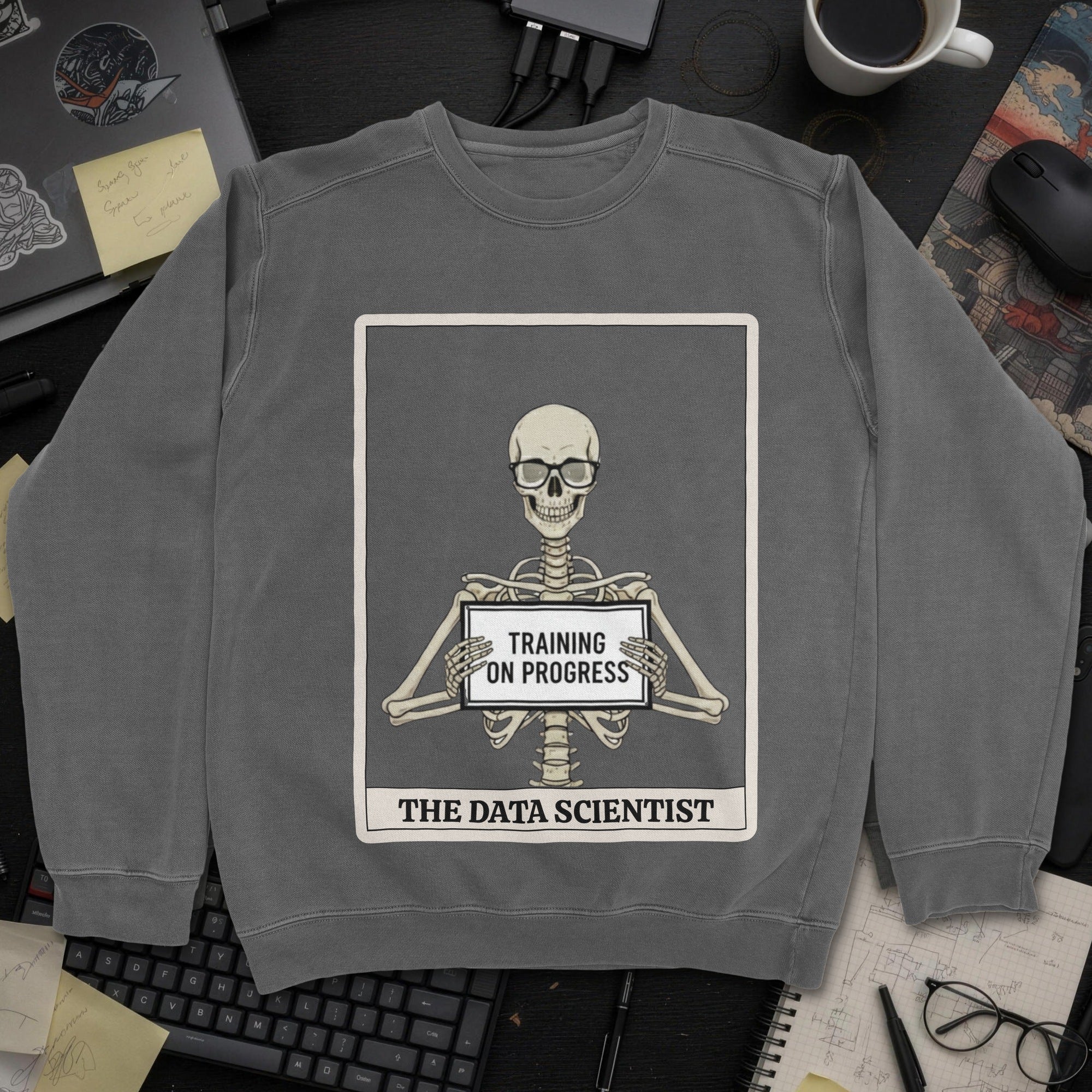 Skeleton Data Scientist Sweatshirt - Dark Heather mockup