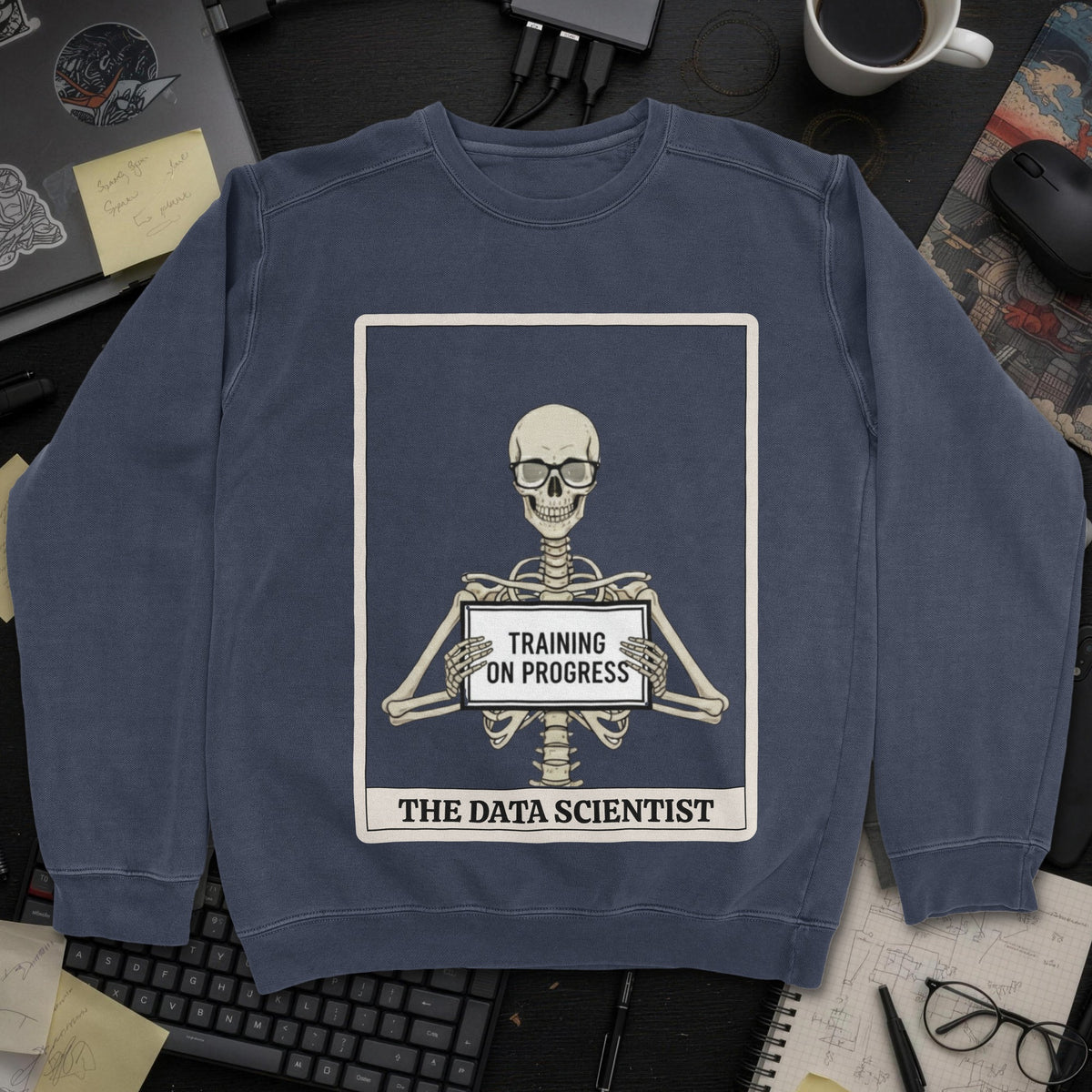 Skeleton Data Scientist Sweatshirt - Navy mockup