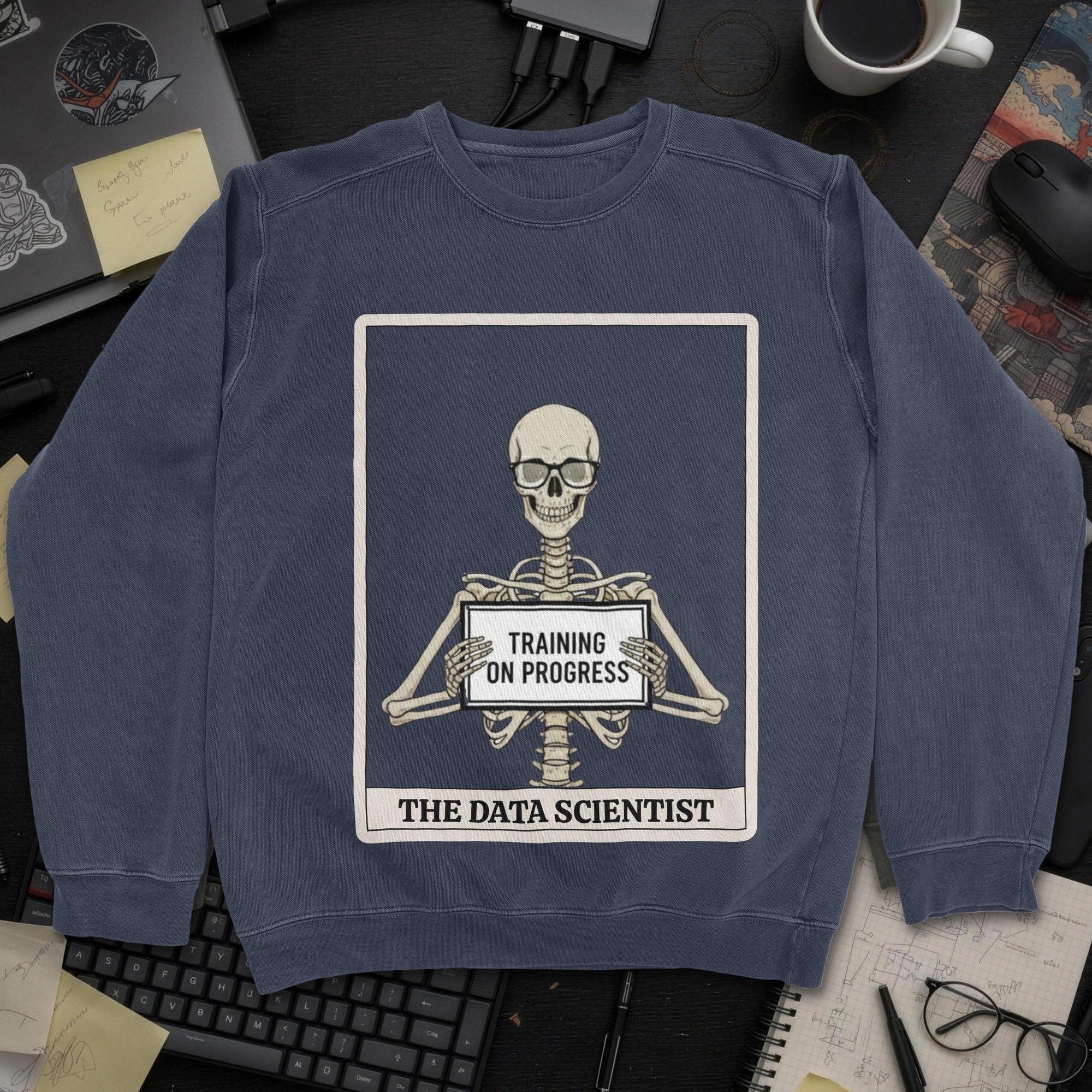 Skeleton Data Scientist Sweatshirt - Navy mockup
