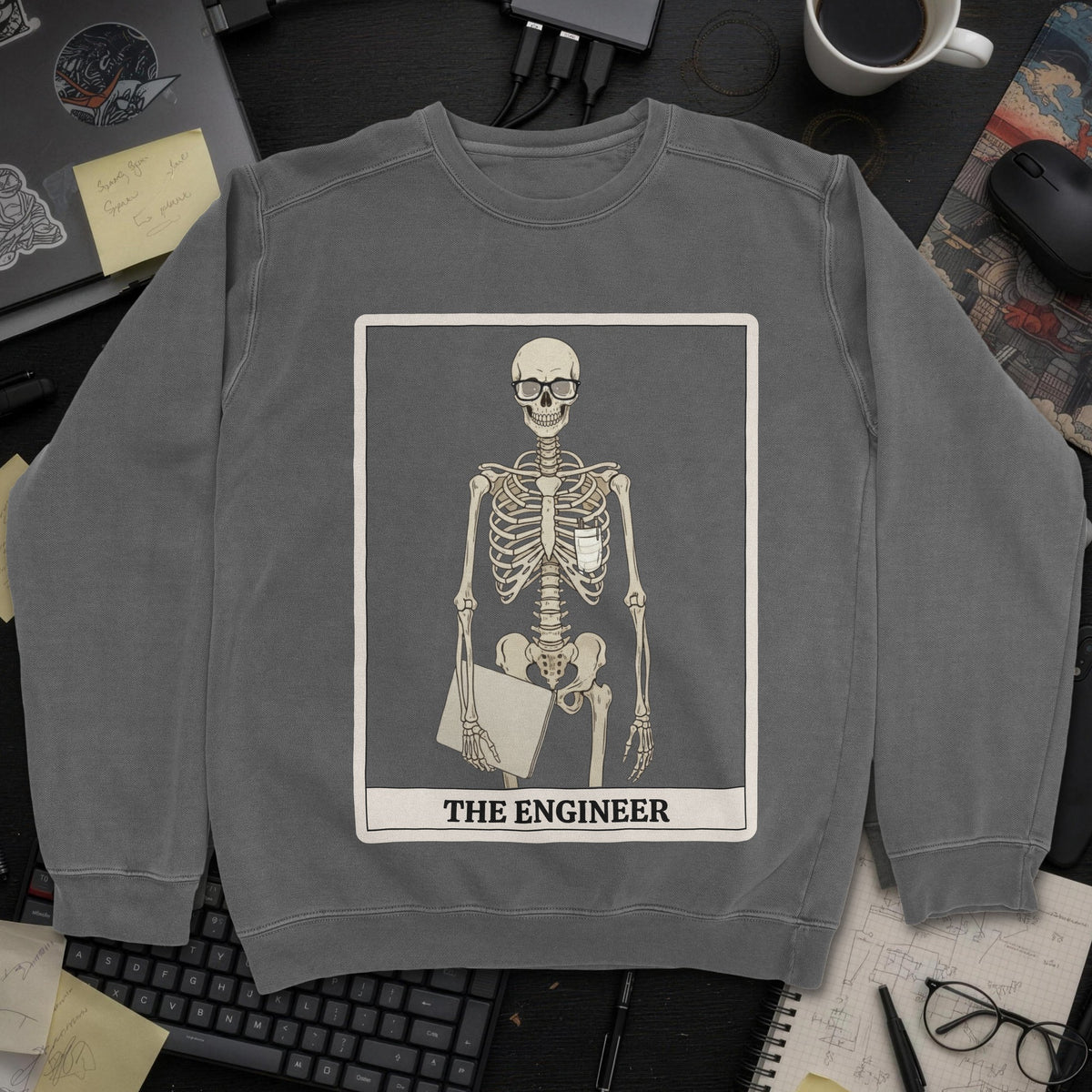 Skeleton Engineer Sweatshirt - Dark Heather mockup