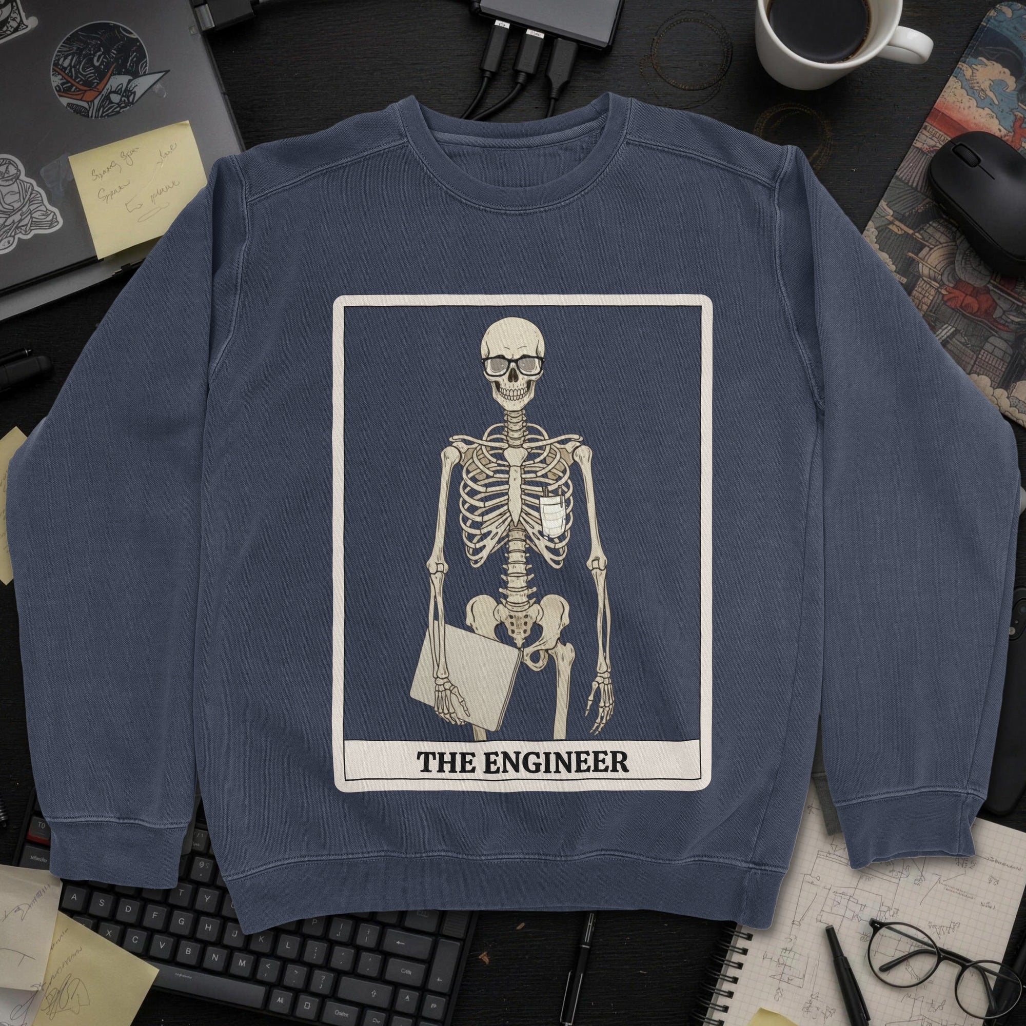 Skeleton Engineer Sweatshirt - Navy mockup