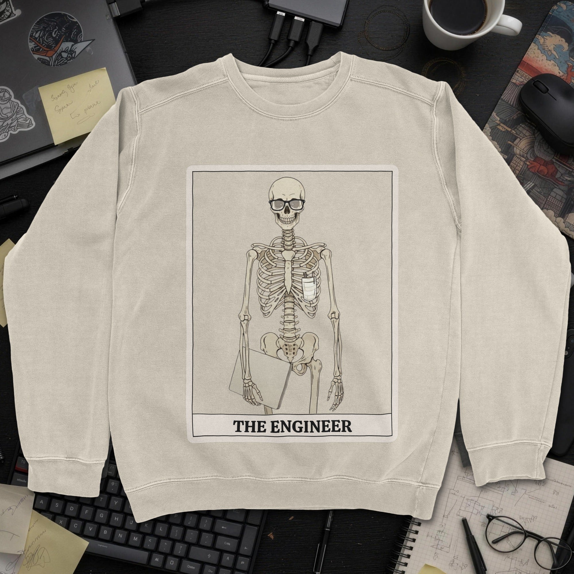 Skeleton Engineer Sweatshirt - Sand mockup