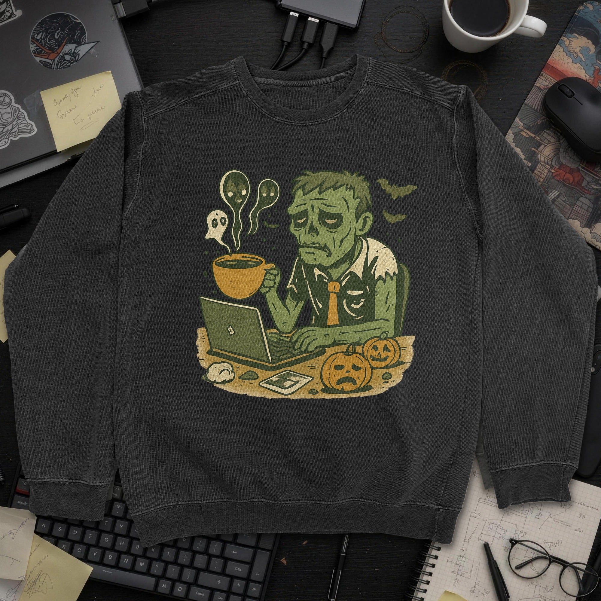 Tired Developer Zombie Sweatshirt - Black mockup