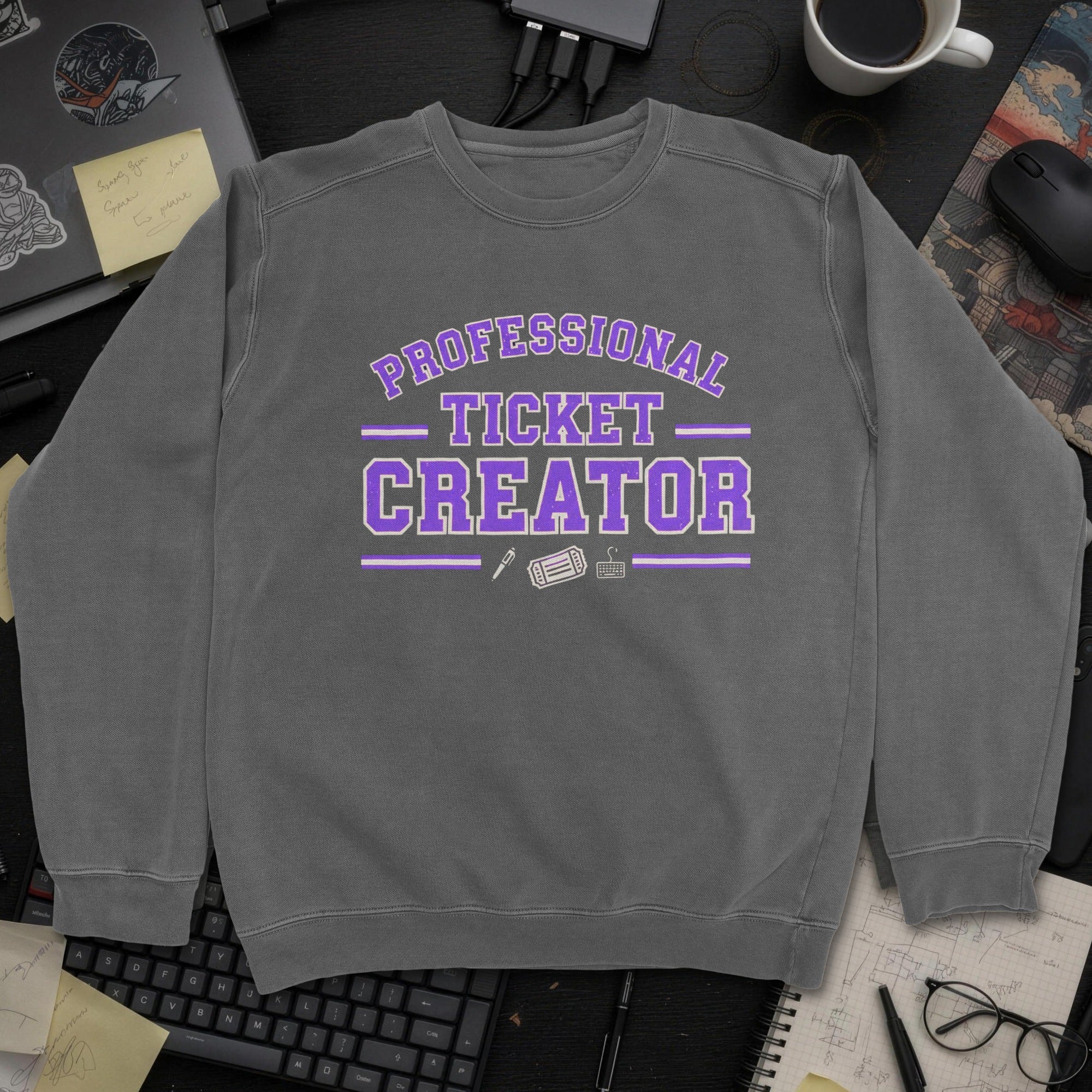 Professional Ticket Creator Sweatshirt - Dark Heather mockup