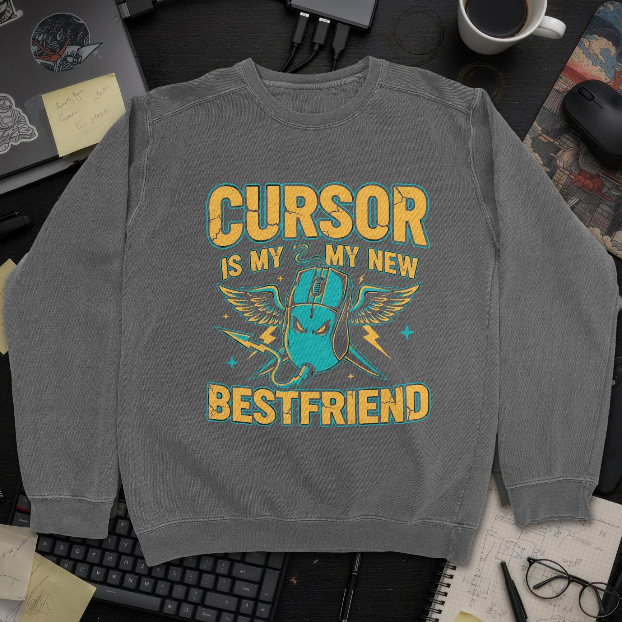 Cursor Is My New Bestfriend Sweatshirt - Dark Heather mockup