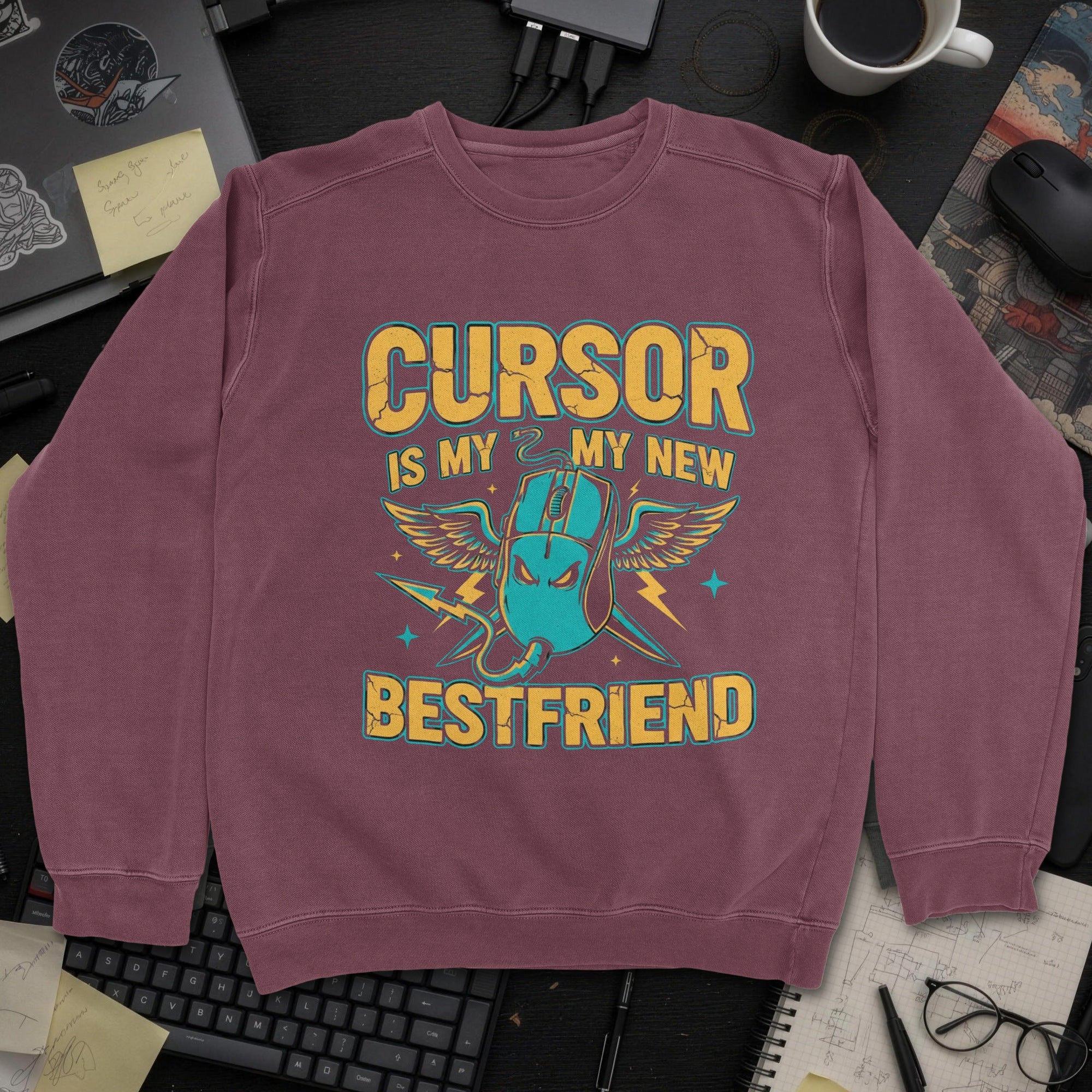 Cursor Is My New Bestfriend Sweatshirt - Maroon mockup