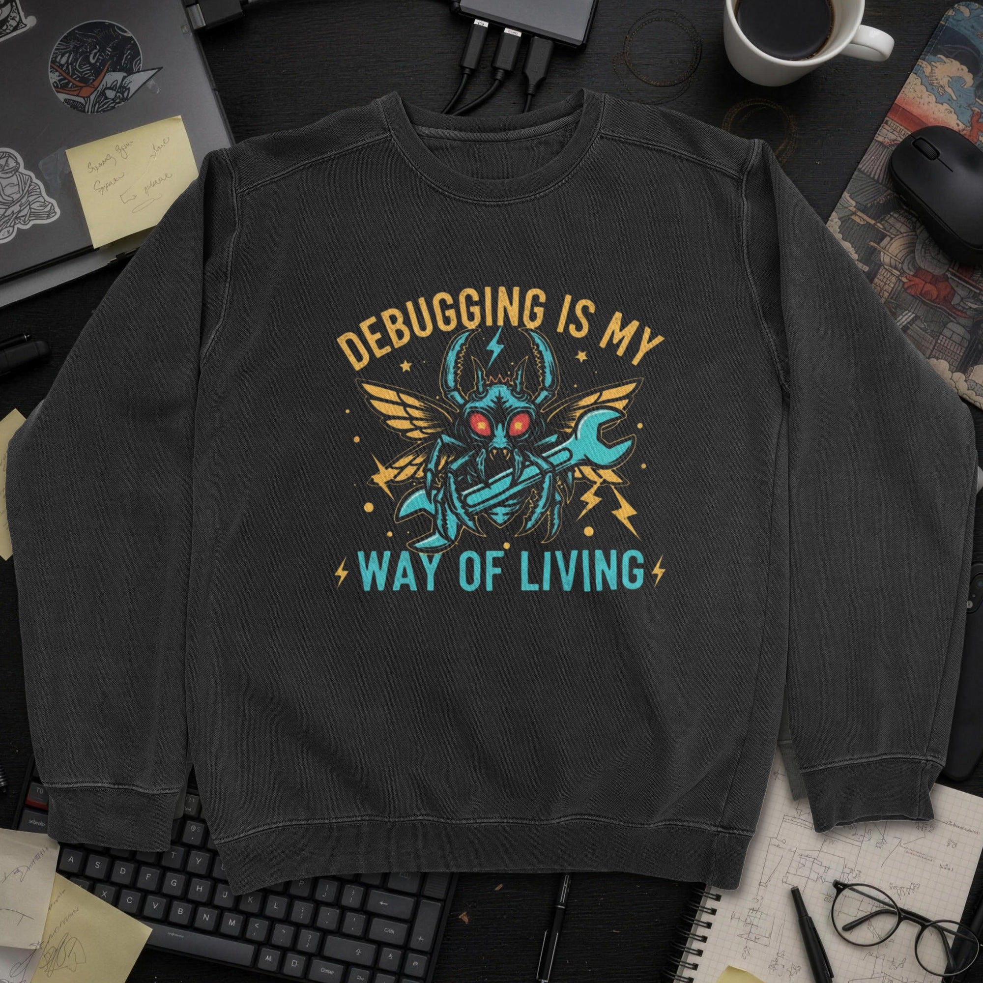 Debugging Is My New Way Of Living Sweatshirt - Black mockup