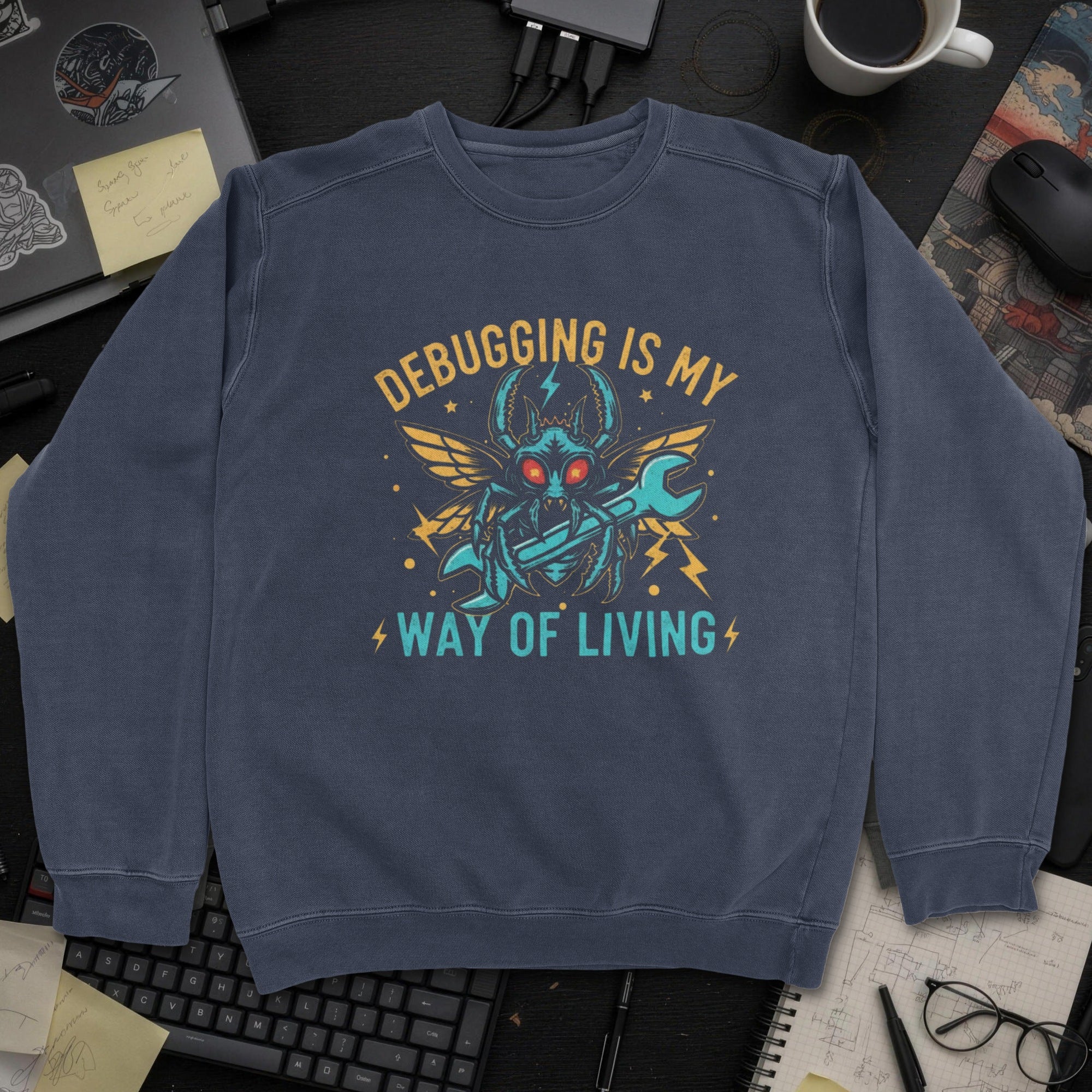 Debugging Is My New Way Of Living Sweatshirt - Navy mockup
