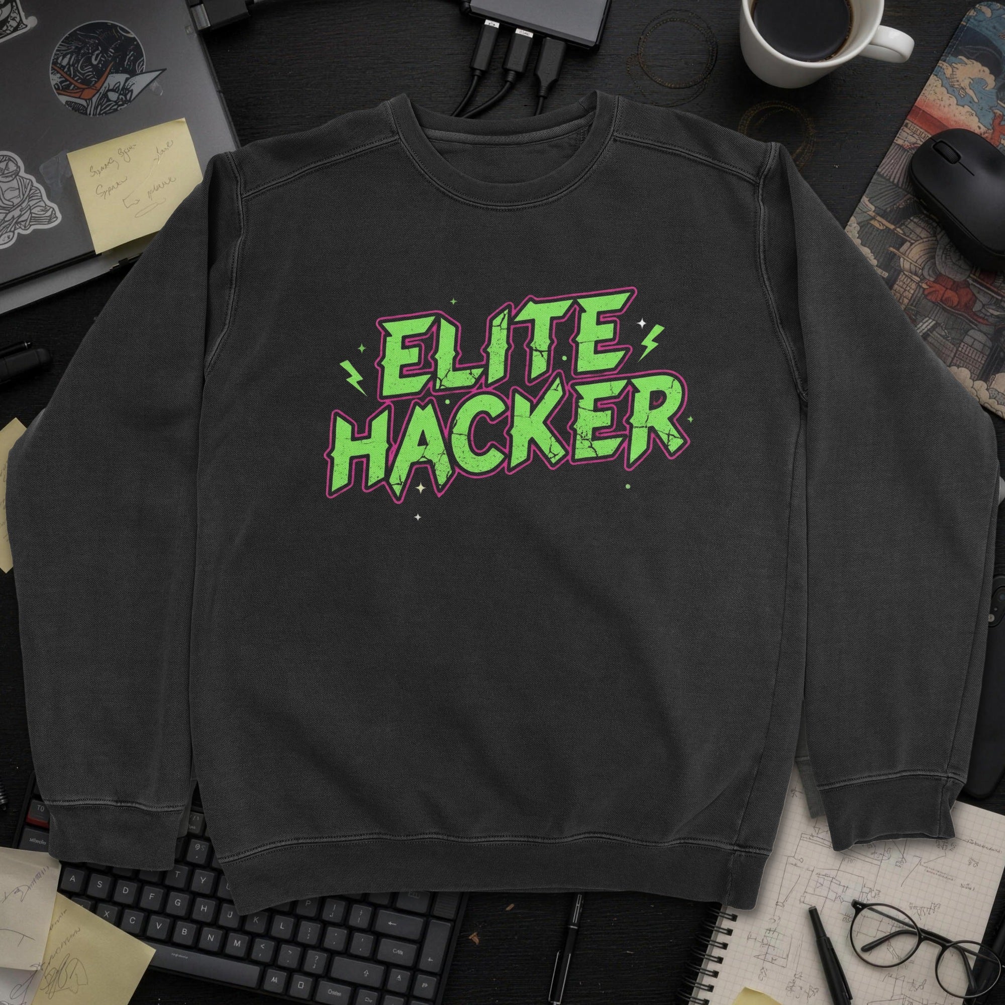 Elite Hacker Sweatshirt - Black mockup