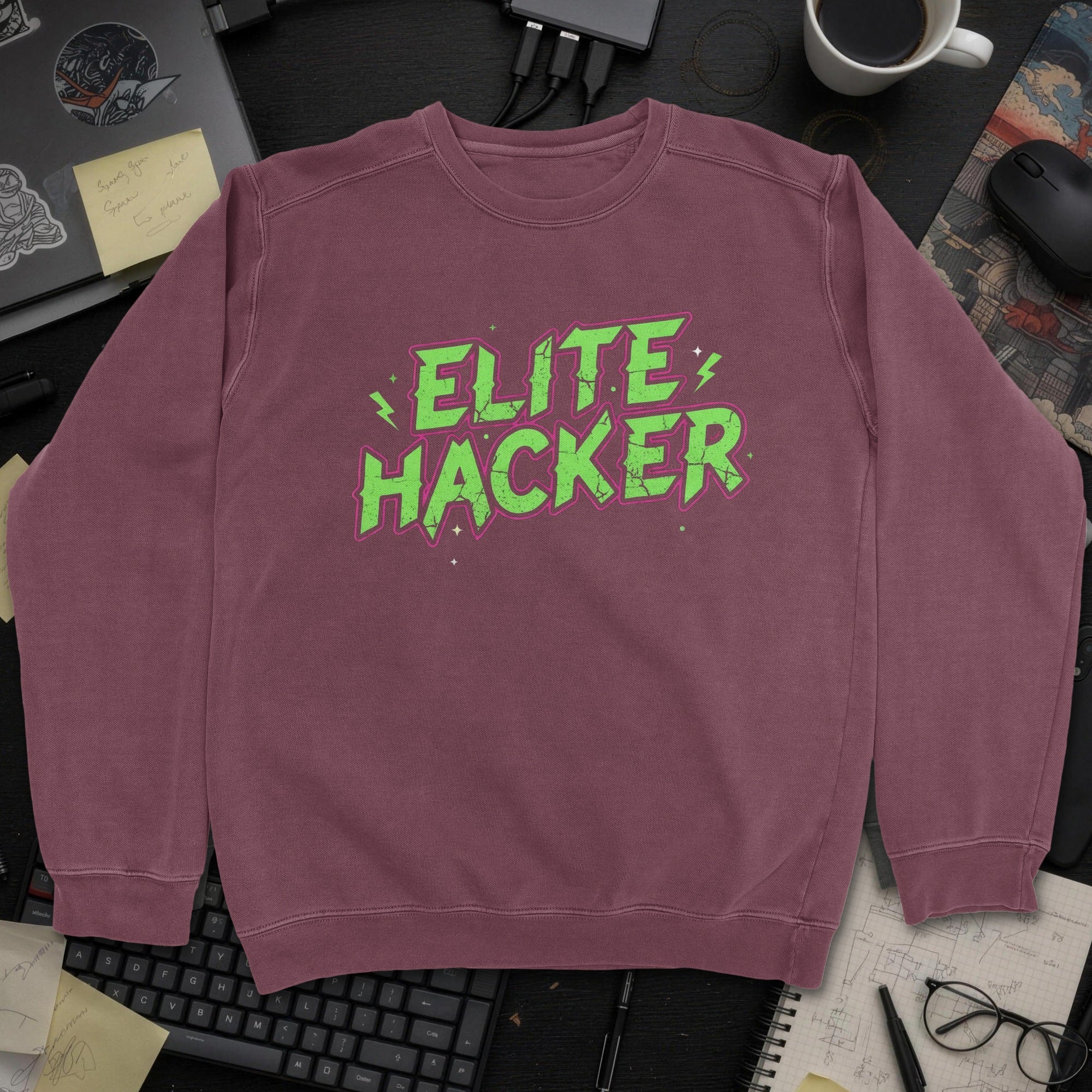 Elite Hacker Sweatshirt - Maroon mockup