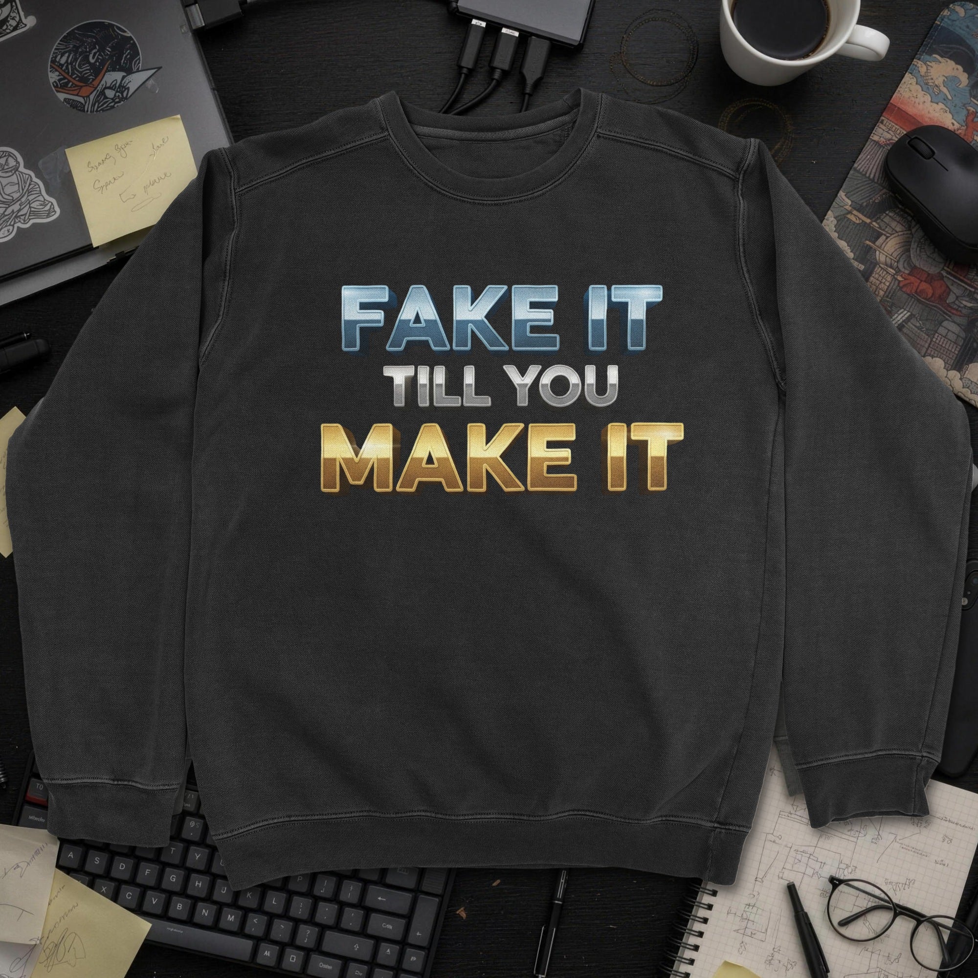 Fake It Till You Make It Sweatshirt - Black mockup