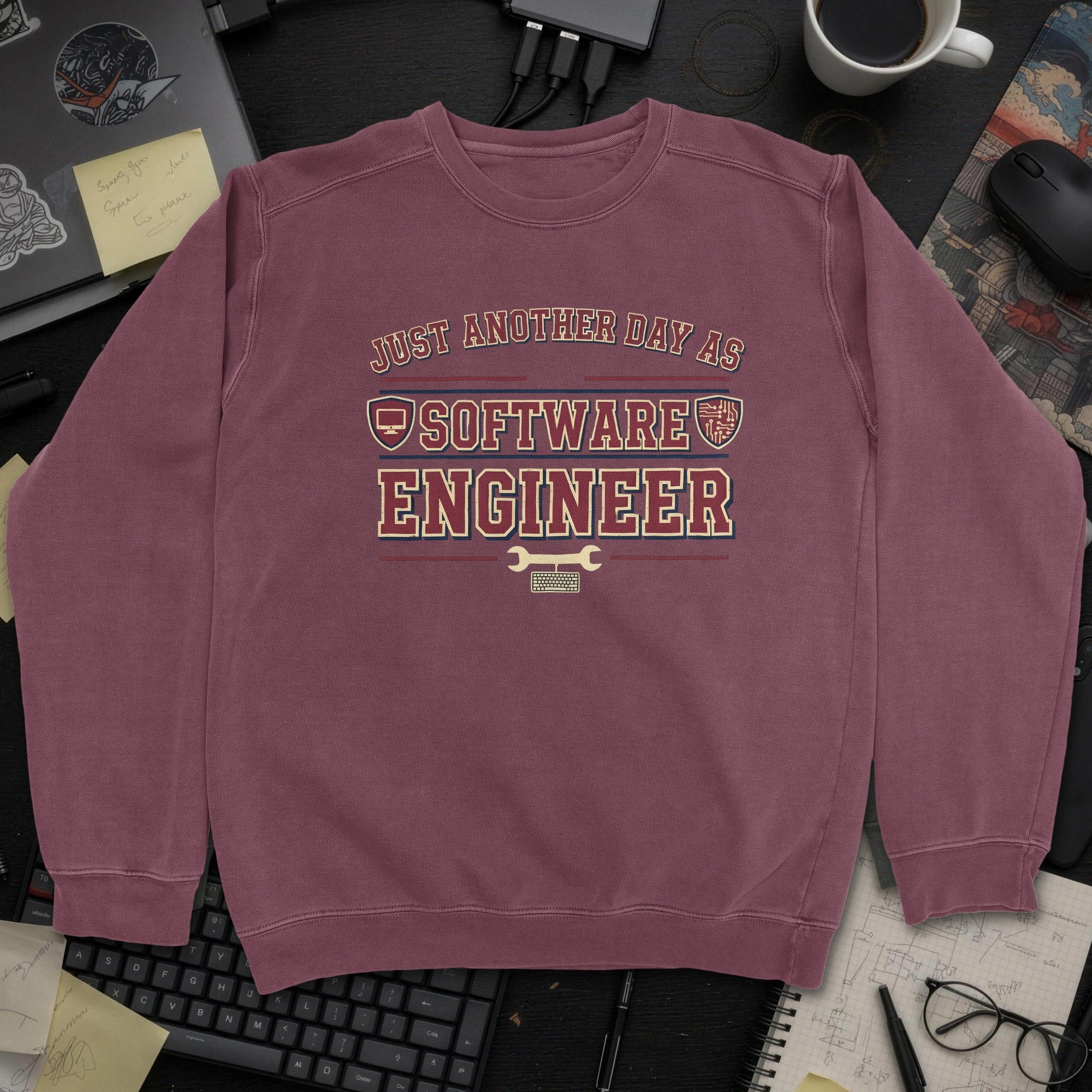Just Another Day As Software Engineer Sweatshirt - Maroon mockup