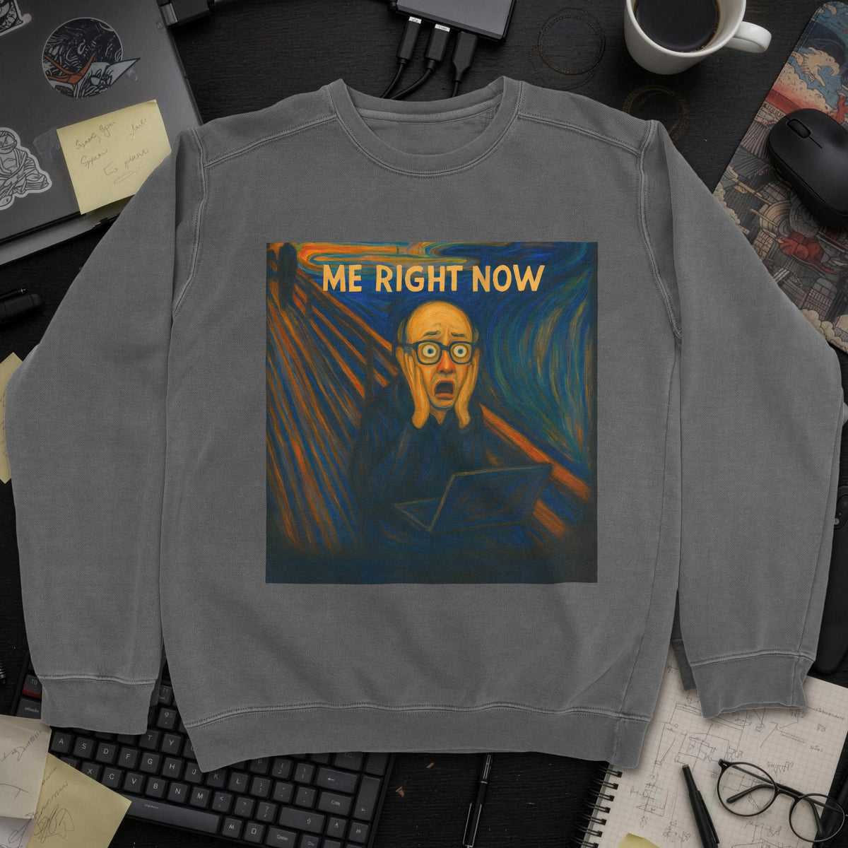 Me Right Now Scream Sweatshirt - Dark Heather mockup