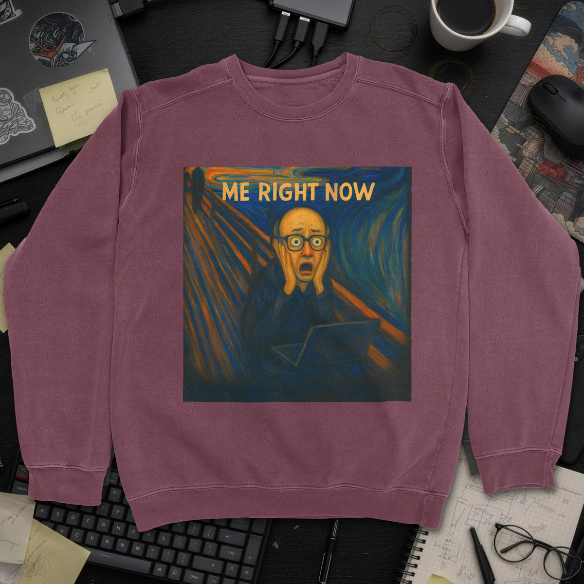 Me Right Now Scream Sweatshirt - Maroon mockup