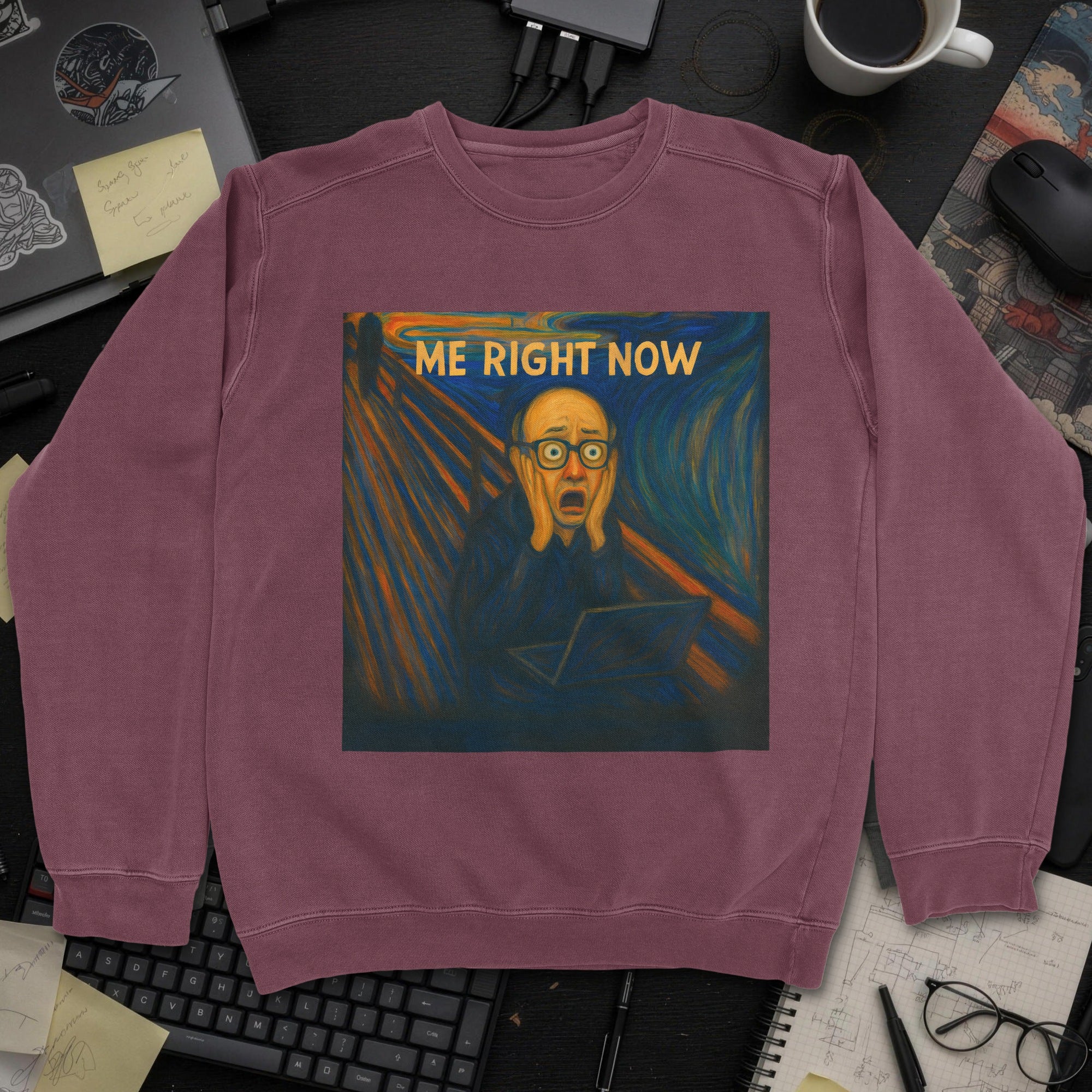Me Right Now Scream Sweatshirt - Maroon mockup