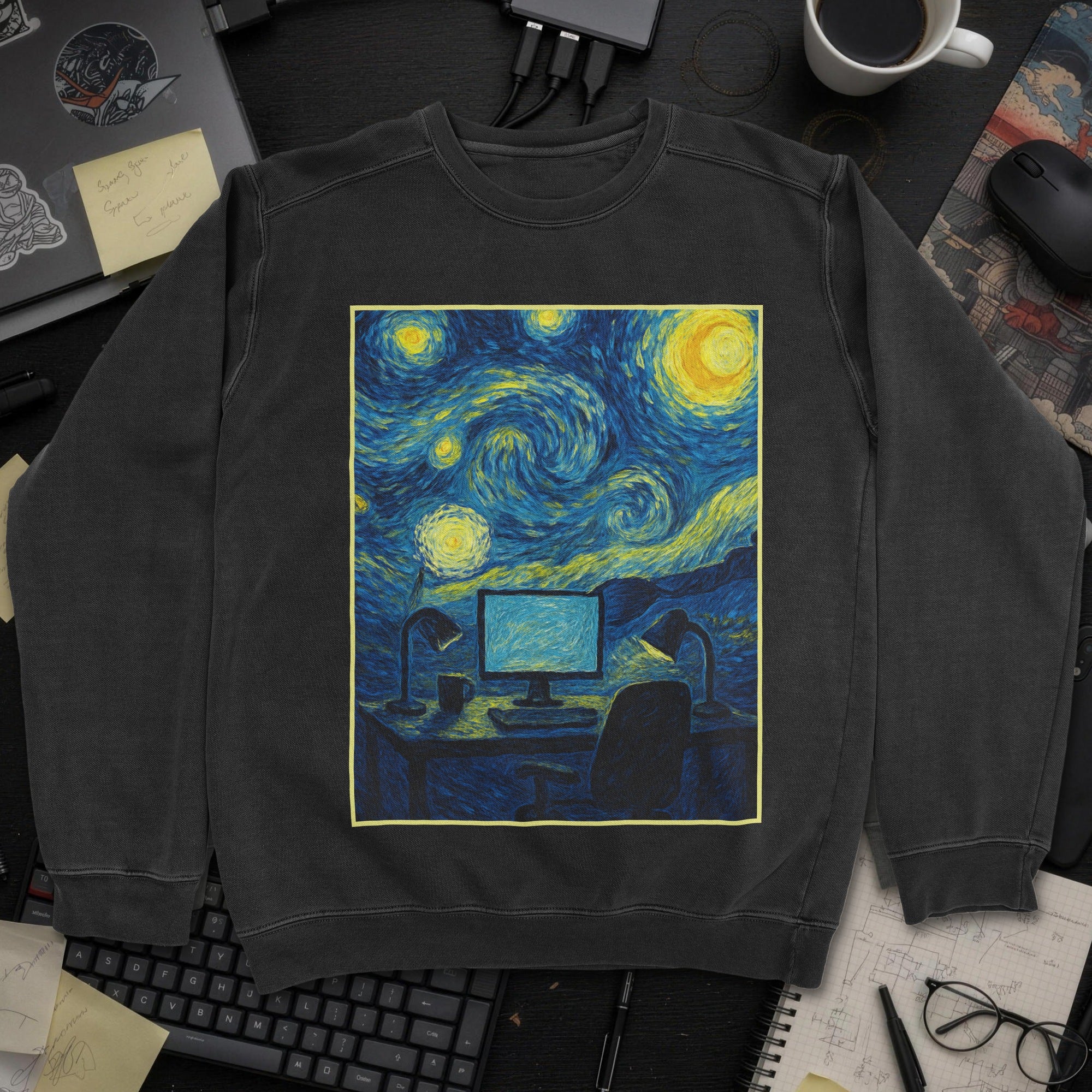 Van Gogh Desk Sweatshirt - Black mockup