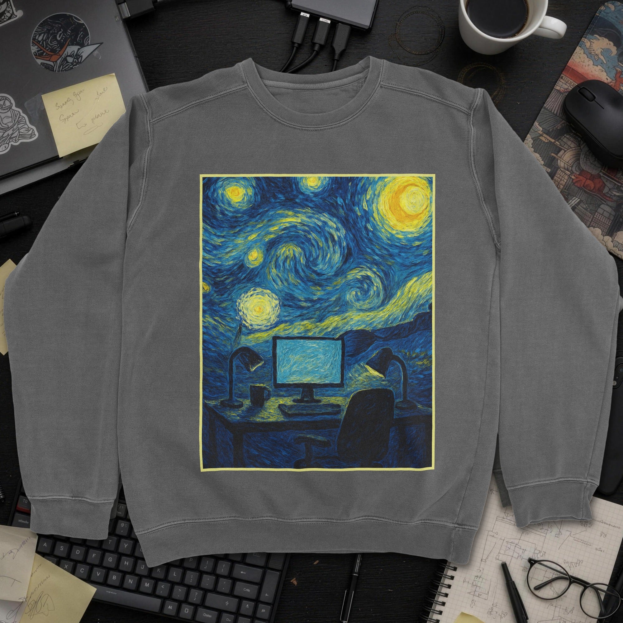Van Gogh Desk Sweatshirt - Dark Heather mockup