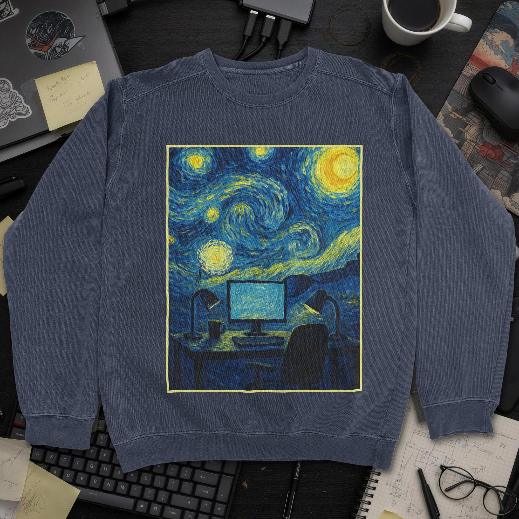 Van Gogh Desk Sweatshirt - Navy mockup