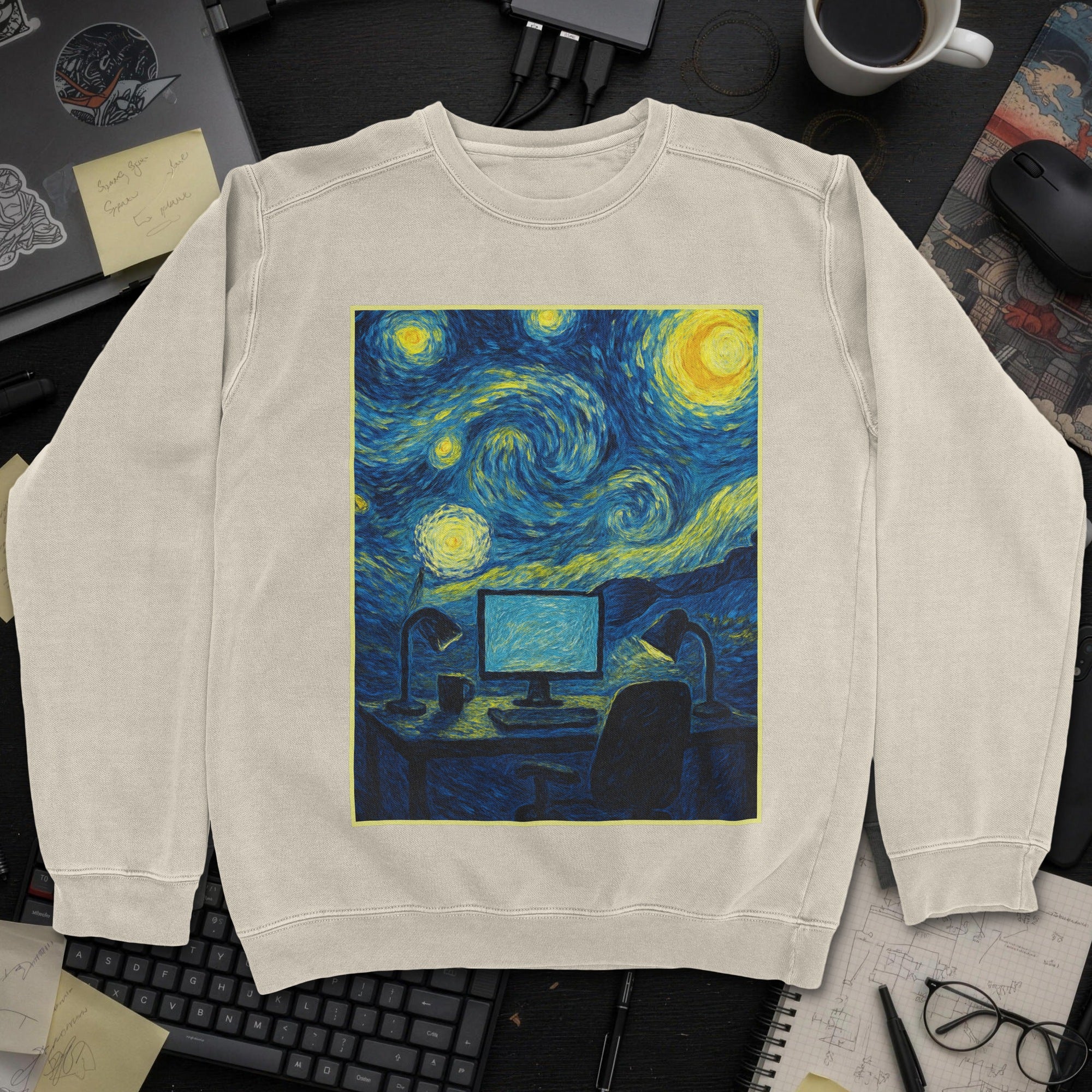 Van Gogh Desk Sweatshirt - Sand mockup