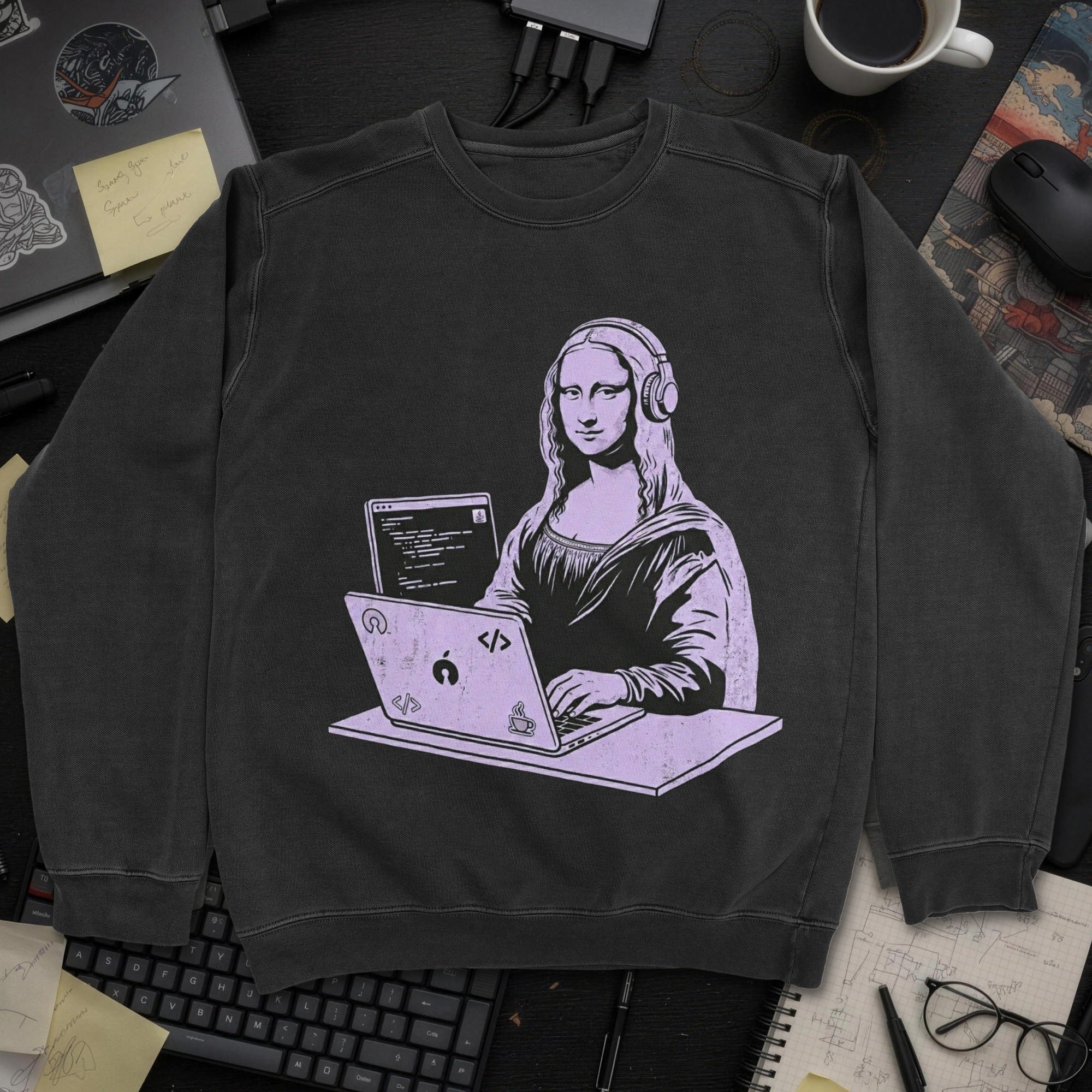 Mona Lisa Developer Sweatshirt - Black mockup