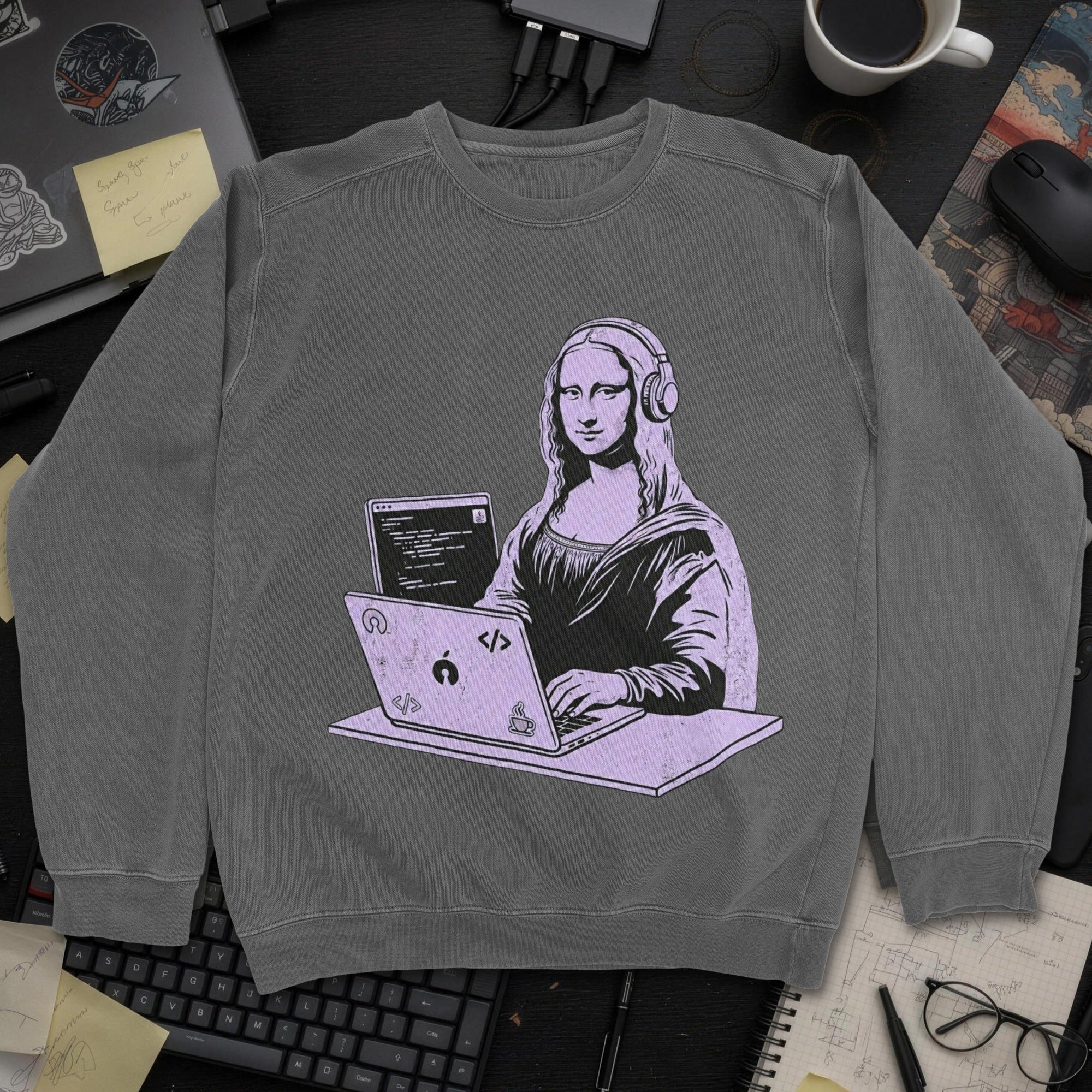 Mona Lisa Developer Sweatshirt - Dark Heather mockup