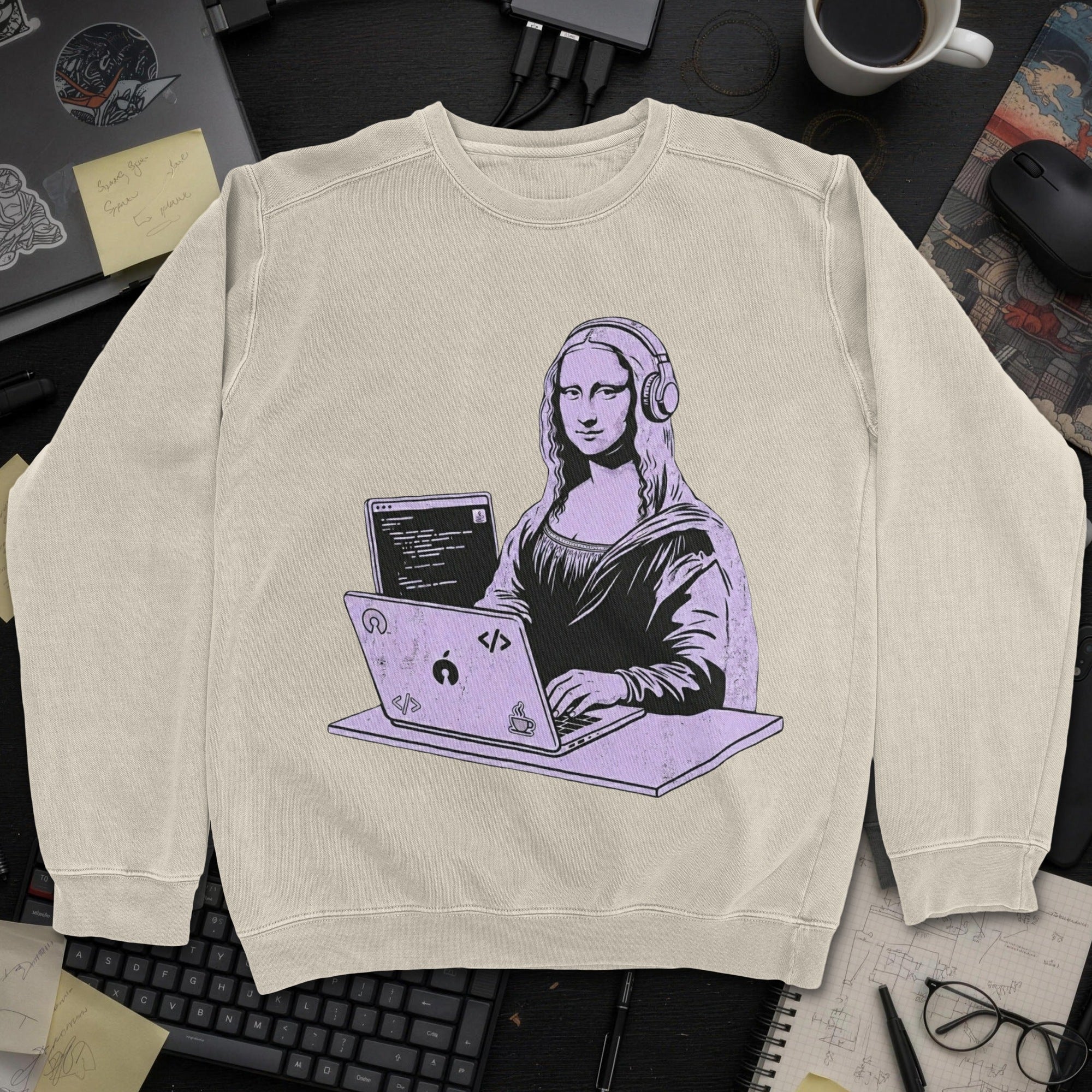 Mona Lisa Developer Sweatshirt - Sand mockup