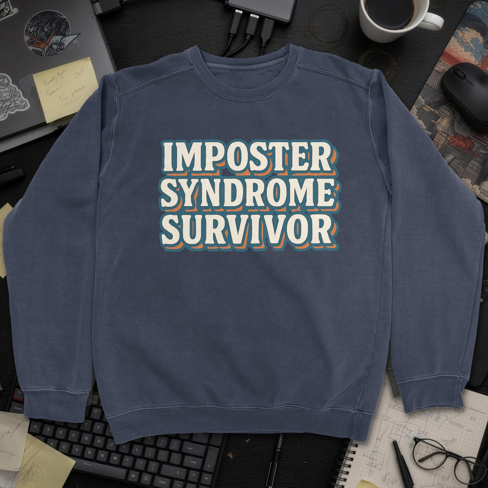 Imposter Syndrome Survivor Sweatshirt - Navy mockup