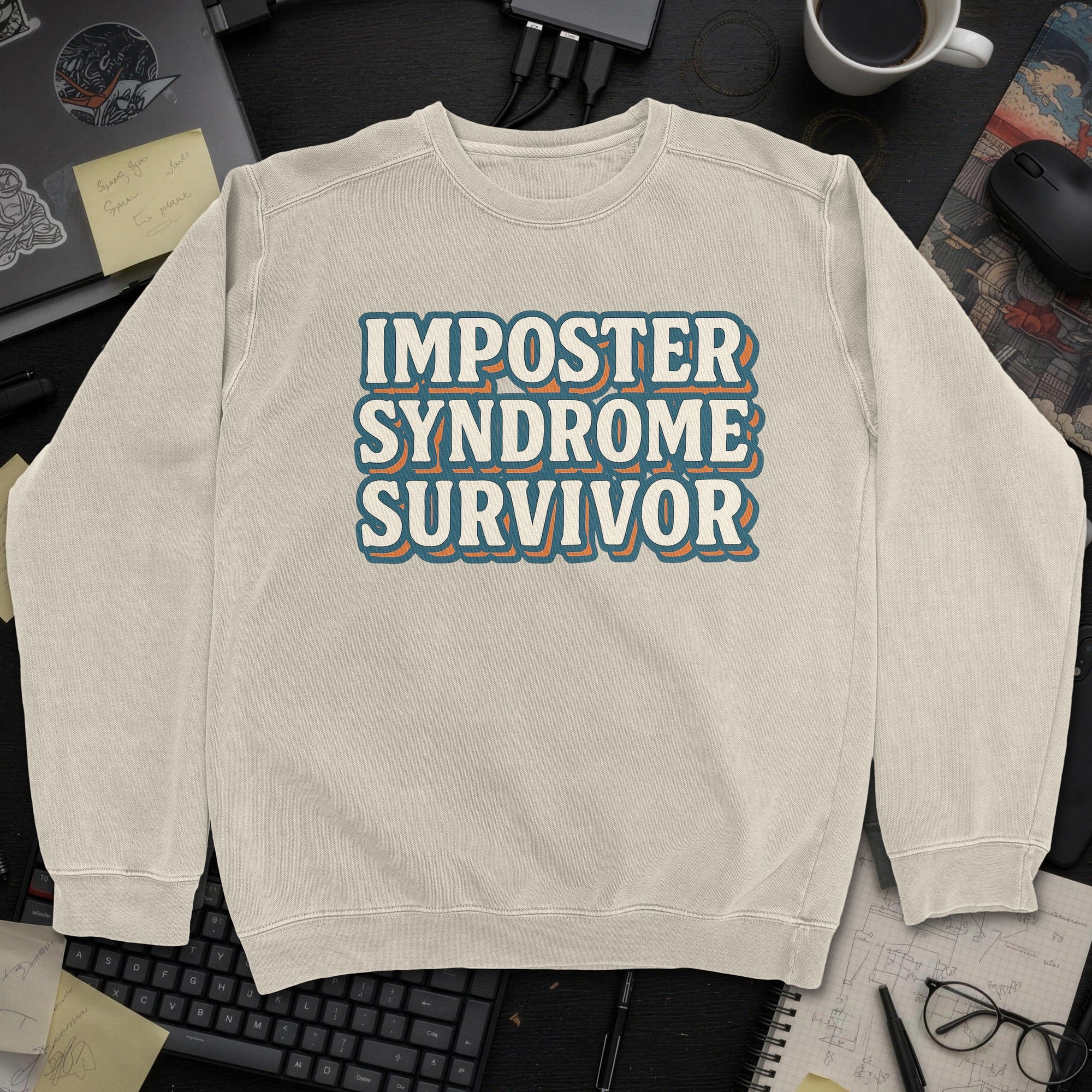 Imposter Syndrome Survivor Sweatshirt - Sand mockup