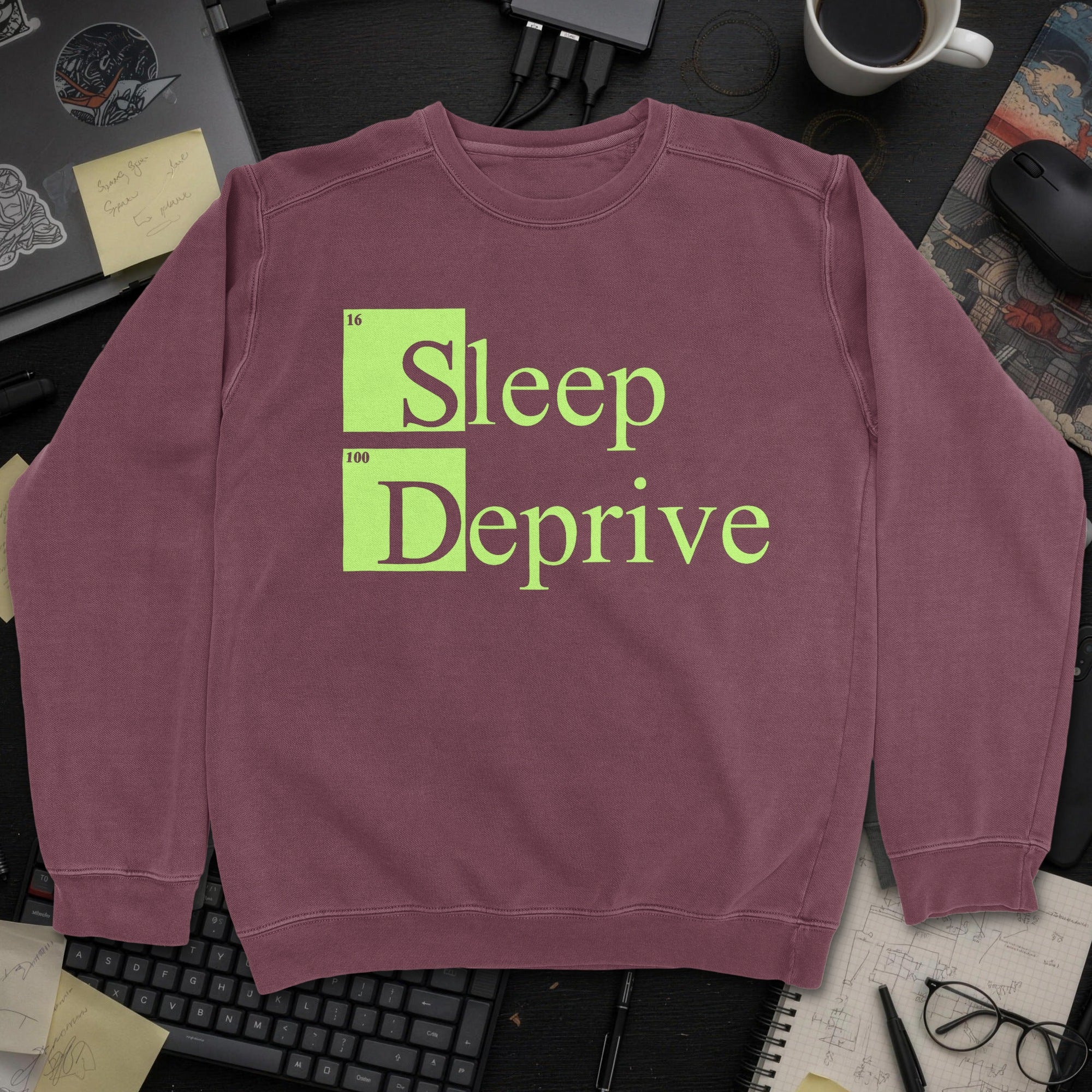 Sleep Deprive Sweatshirt - Maroon mockup