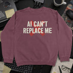 Ai Cant Replace Me Sweatshirt - Maroon mockup