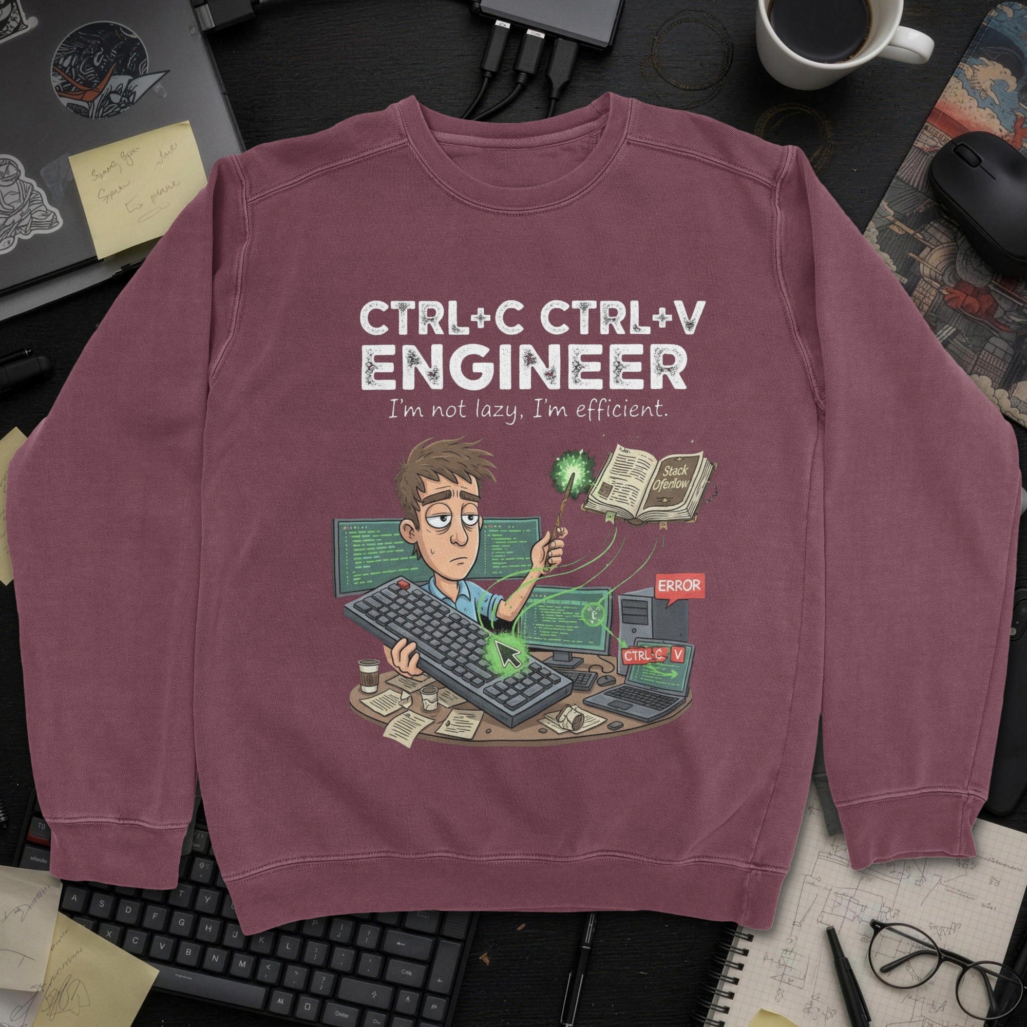 Ctrl C Ctrl V Engineer Sweatshirt - Maroon mockup