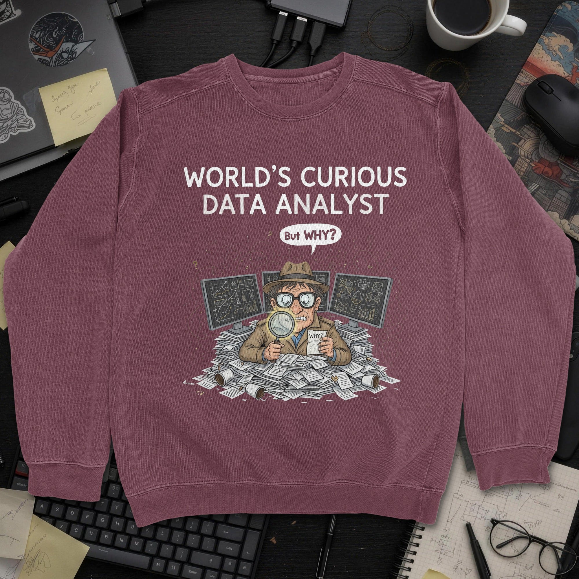 World's Curious Data Analyst Sweatshirt - Maroon mockup
