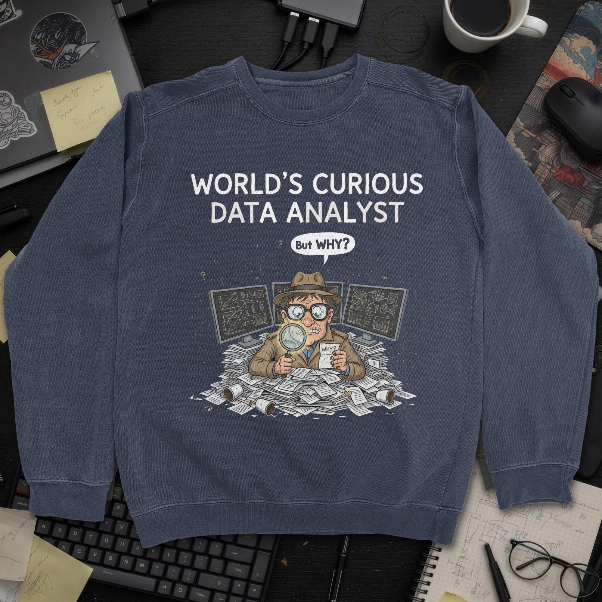 World's Curious Data Analyst Sweatshirt - Navy mockup
