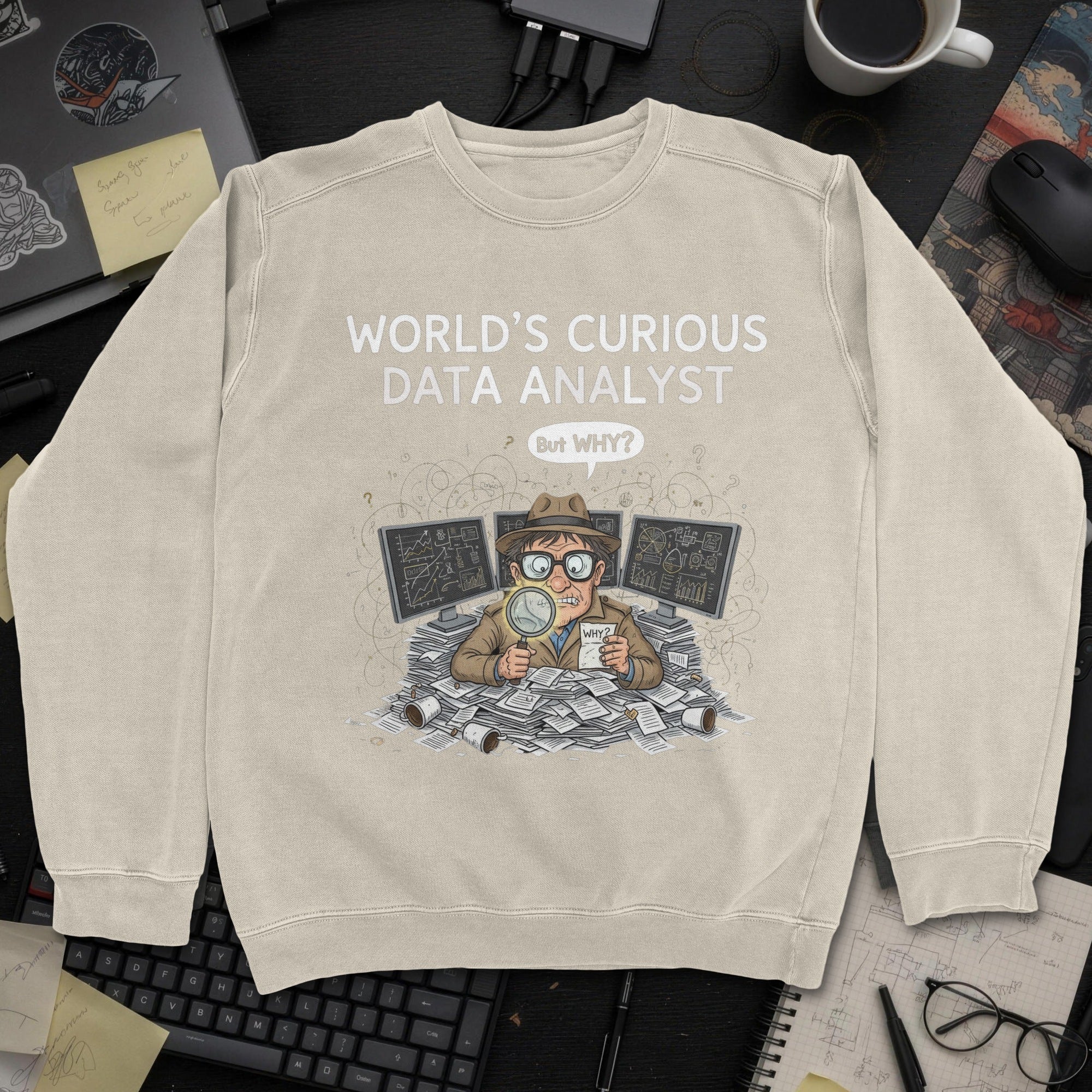 World's Curious Data Analyst Sweatshirt - Sand mockup