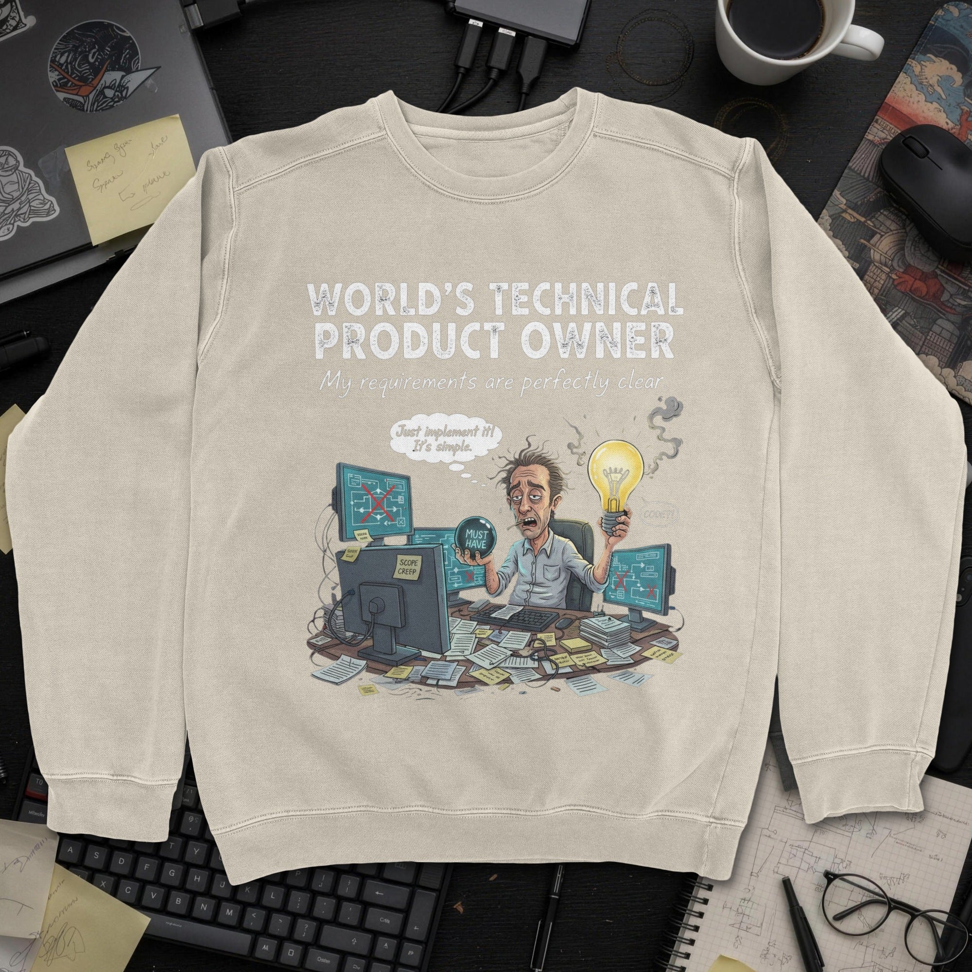 World's Technical Product Owner Sweatshirt - Sand mockup