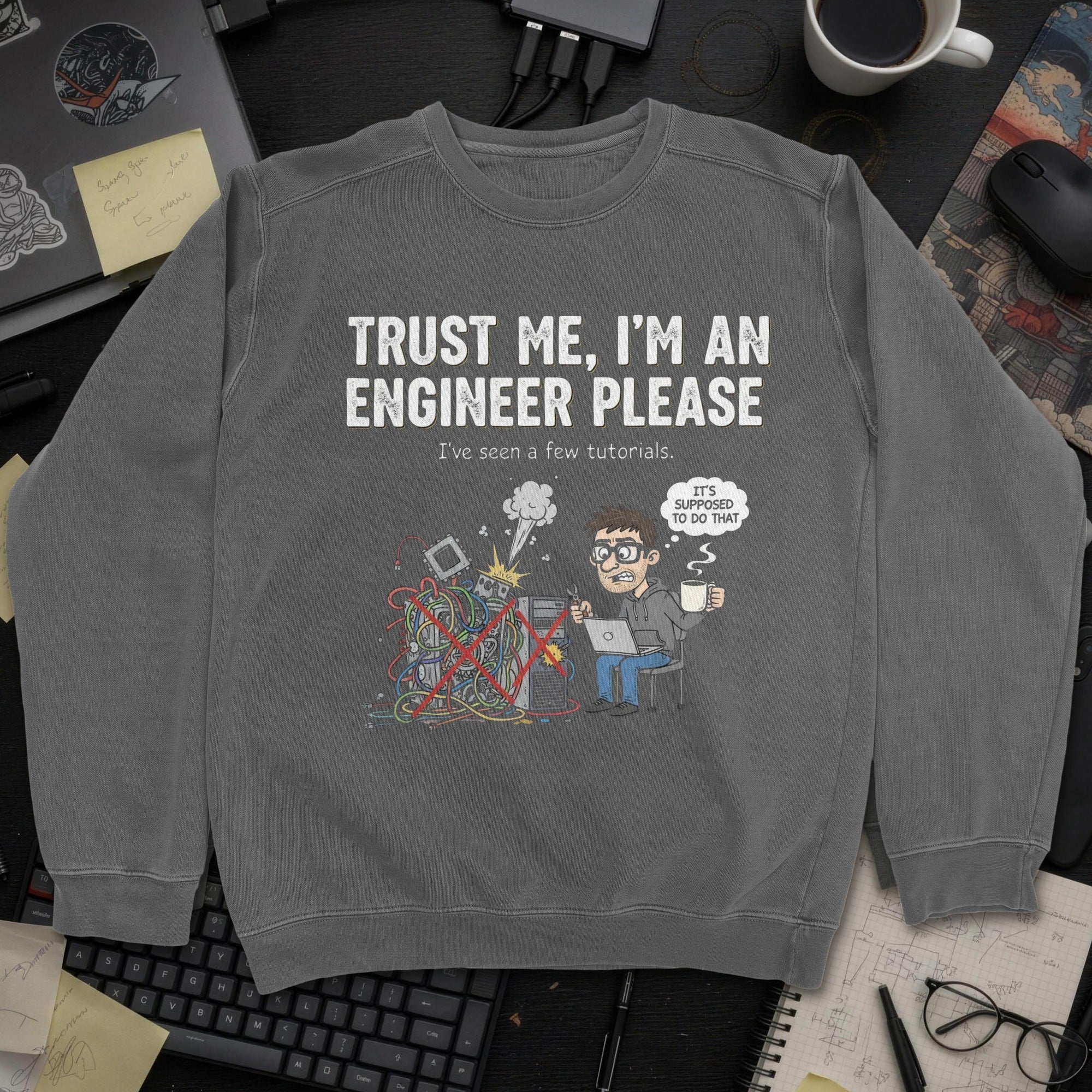 Trust Me Im An Engineer Please Sweatshirt - Dark Heather mockup