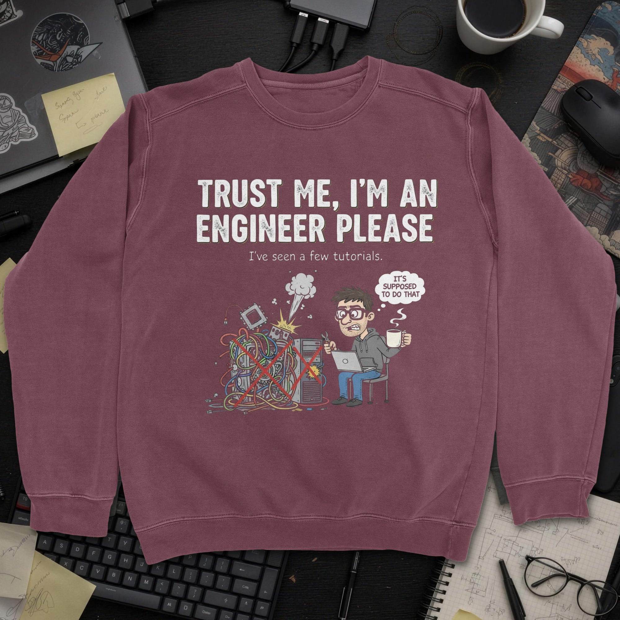 Trust Me Im An Engineer Please Sweatshirt - Maroon mockup