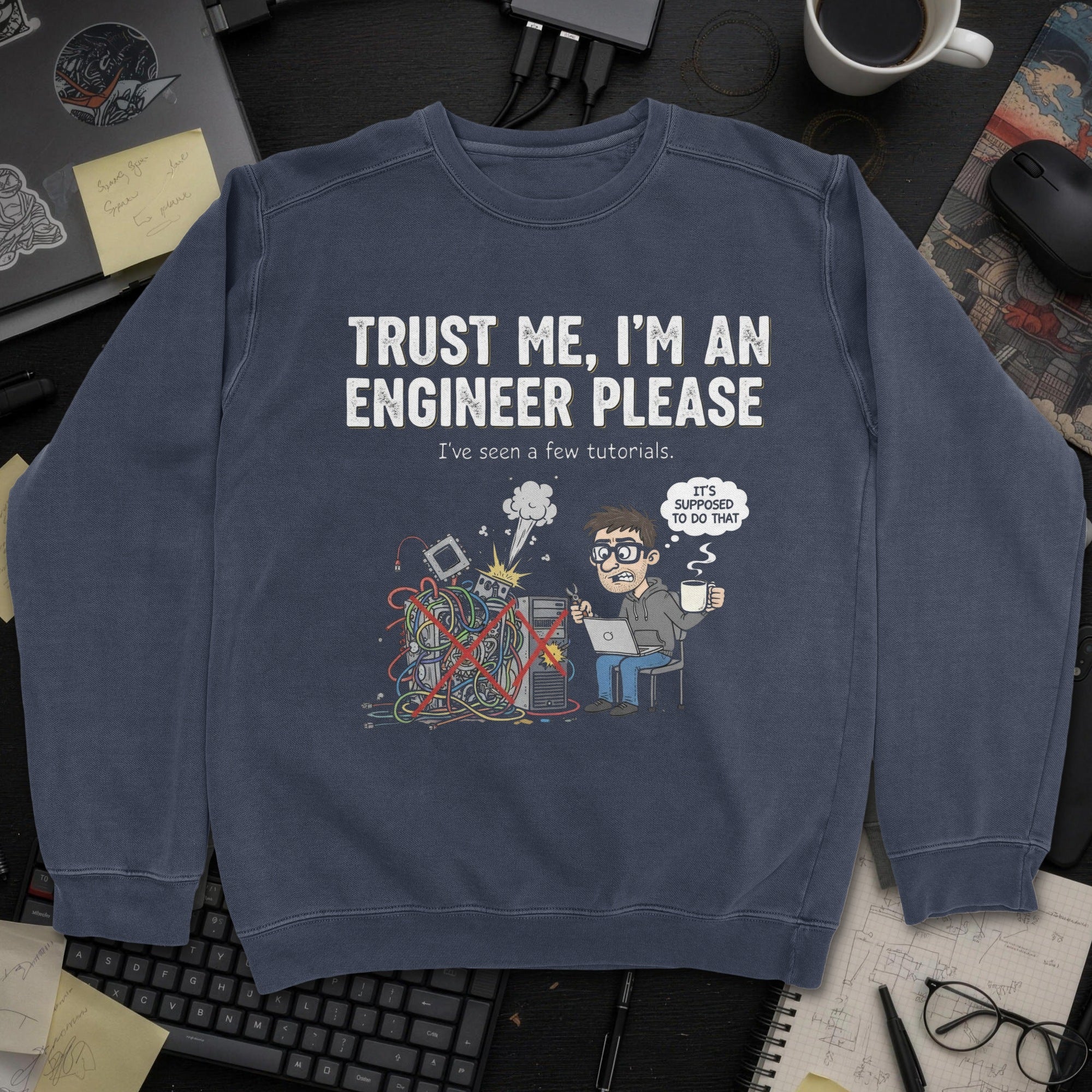 Trust Me Im An Engineer Please Sweatshirt - Navy mockup