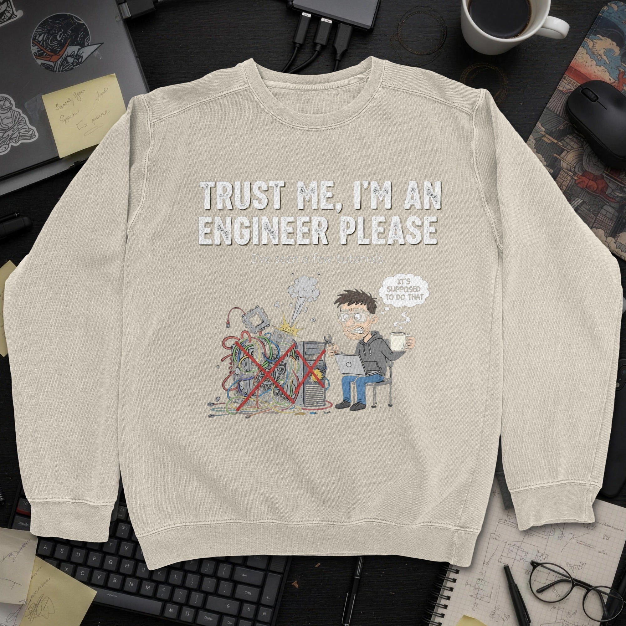 Trust Me Im An Engineer Please Sweatshirt - Sand mockup