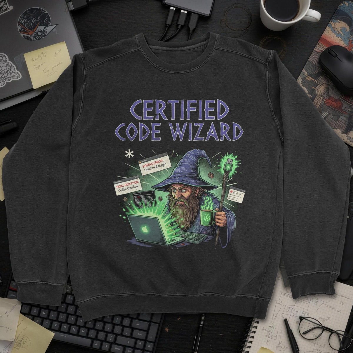 Certified Code Wizard Sweatshirt - Black mockup